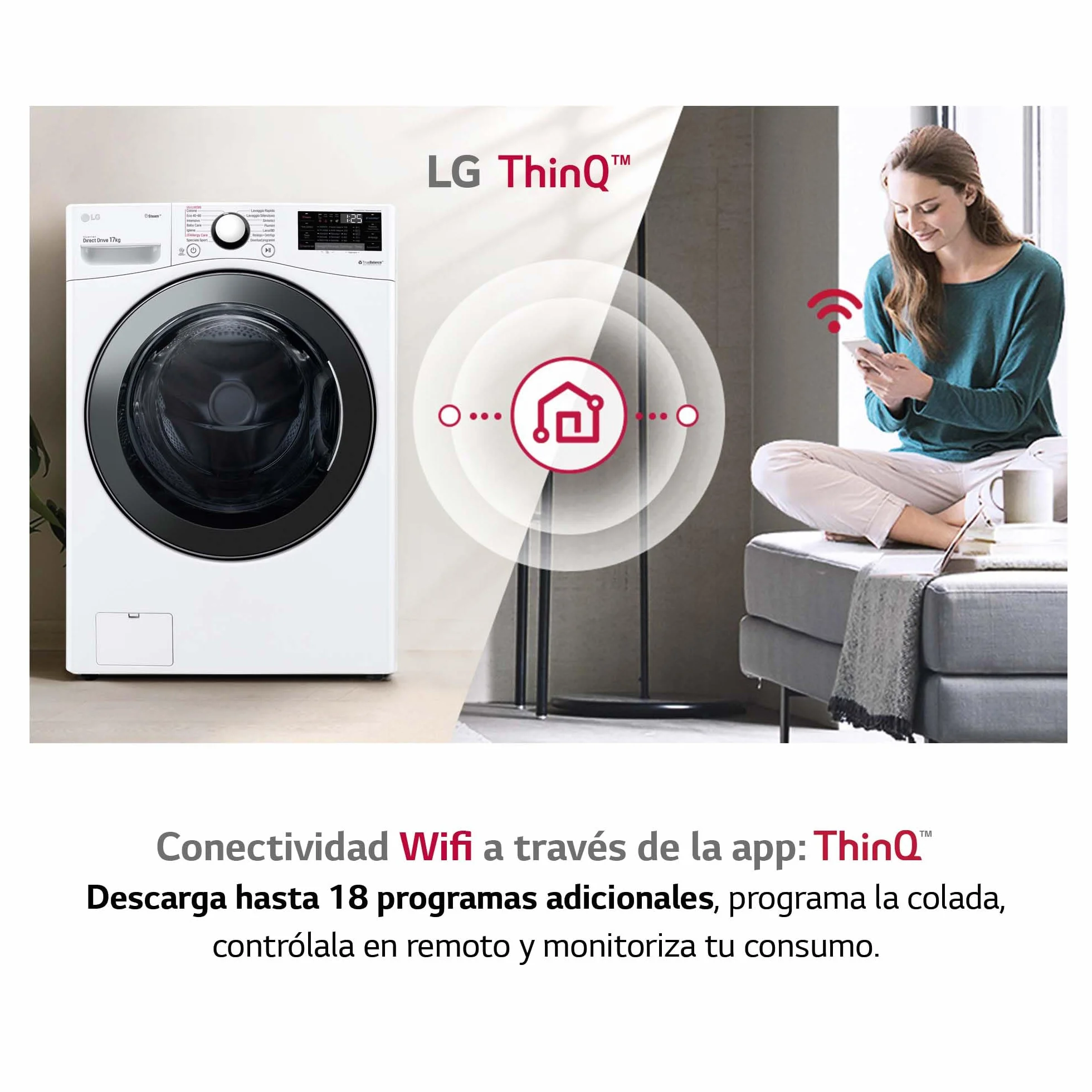 LG Lavadora Inteligente Carga Frontal 17kg 1100rpm 6 Motion Direct Drive TurboWash 360º Serie 700 Blanco