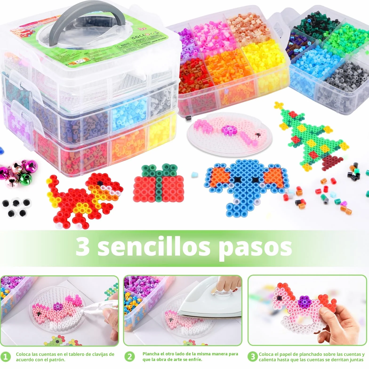 Mardo Hama Beads 11500 Piezas 60 Modelos 24 Colores Cuentas para Planchar DIY Joyas Manualidades 3D