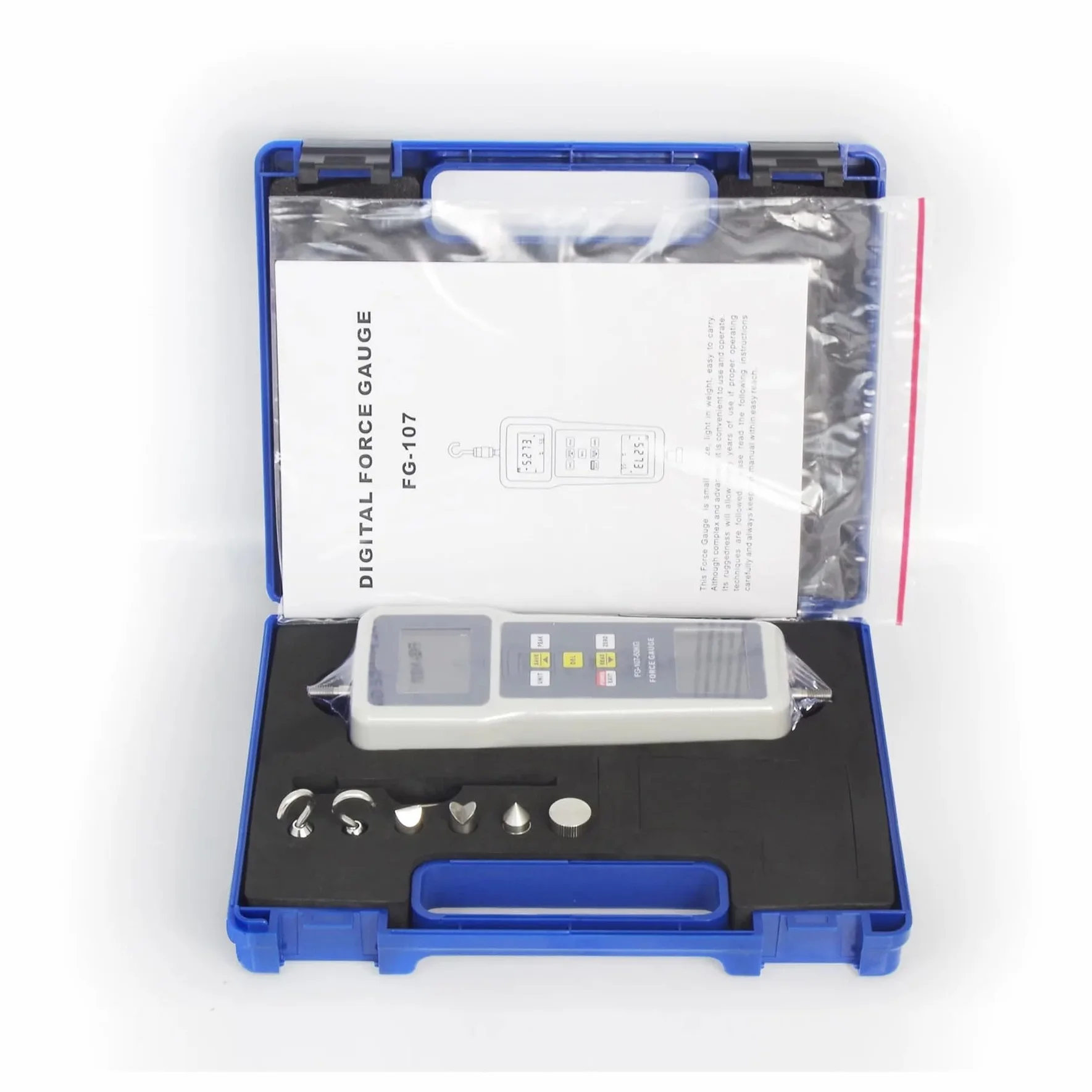Medidor de Fuerza Dinamómetro Digital de Fuerza FG-107-2K Medidor de Fuerza de Empuje y tracción de Alta precisión 19,6 N