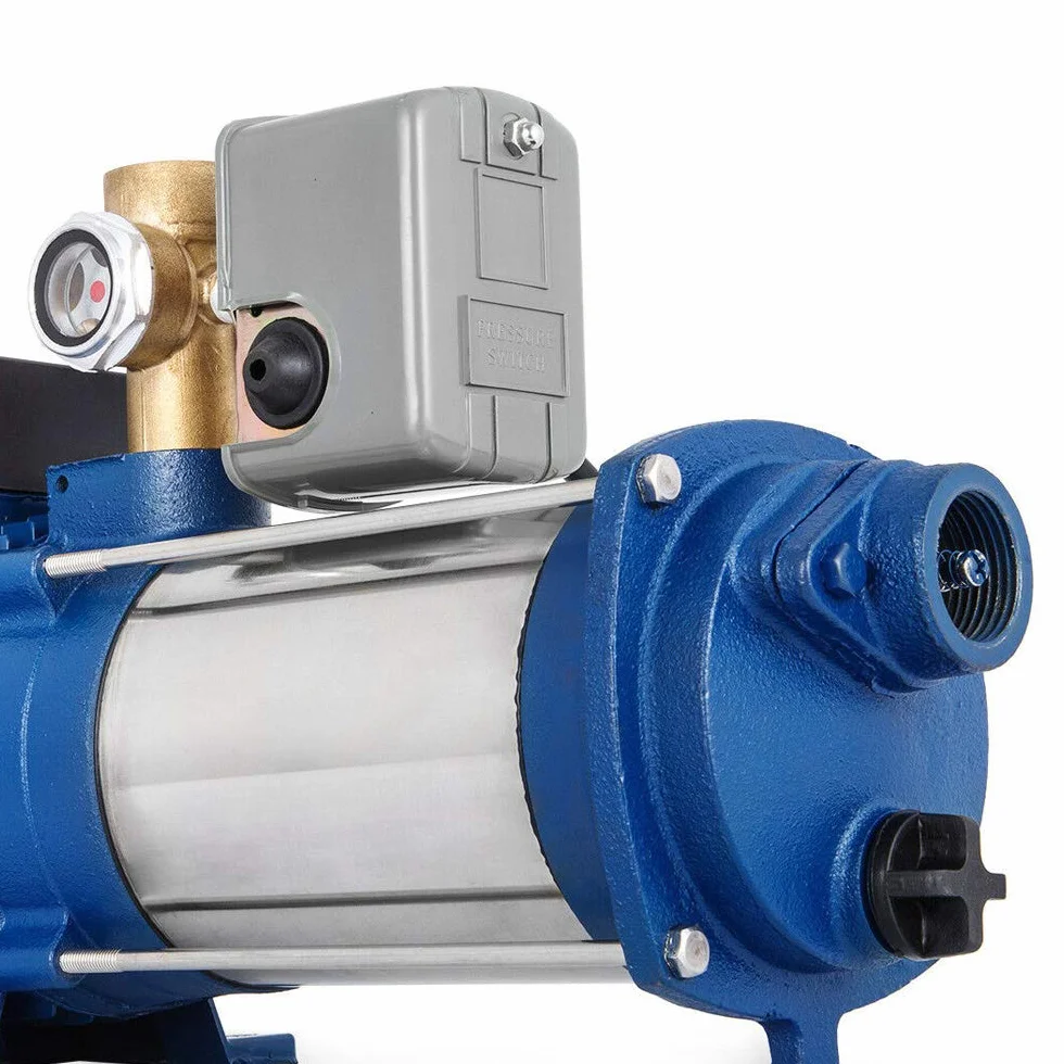 Bomba centrífuga de jardín de 2200 W, 9600 L/H, con interruptor, acero inoxidable