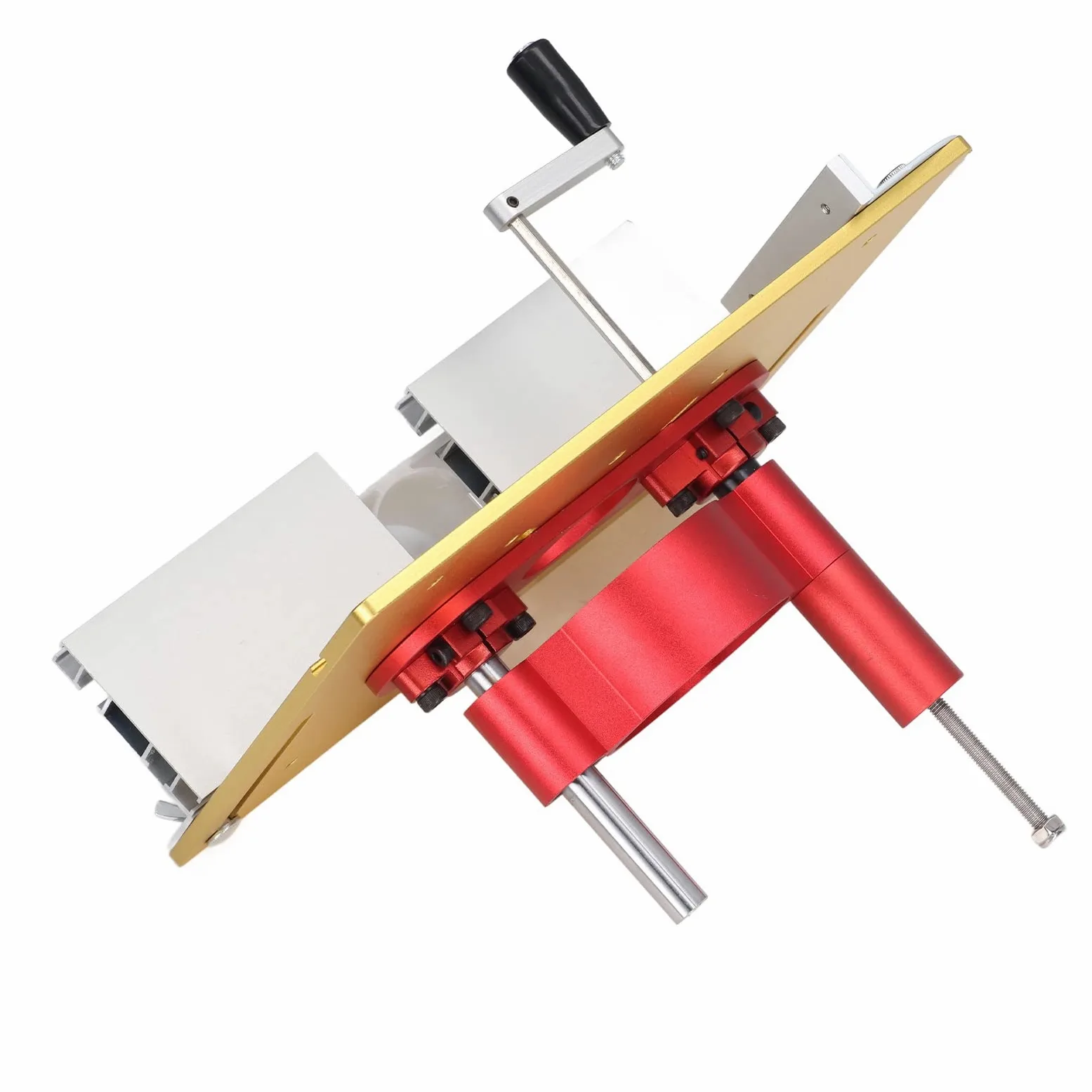 Kit de Base de Elevación de Carpintería, de Elevación de Enrutador de Aleación de Aluminio con Varilla de Soporte de Acero Inoxidable, de Manivela de Mano, para un Banco de
