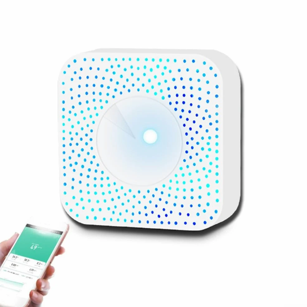 Probador de calidad del aire, para Tuya para Zigbee 6 en 1 Monitor de temperatura, humedad, PM2.5 y dióxido de carbono con control de voz compatible con Alexa y Google (para Zigbee)