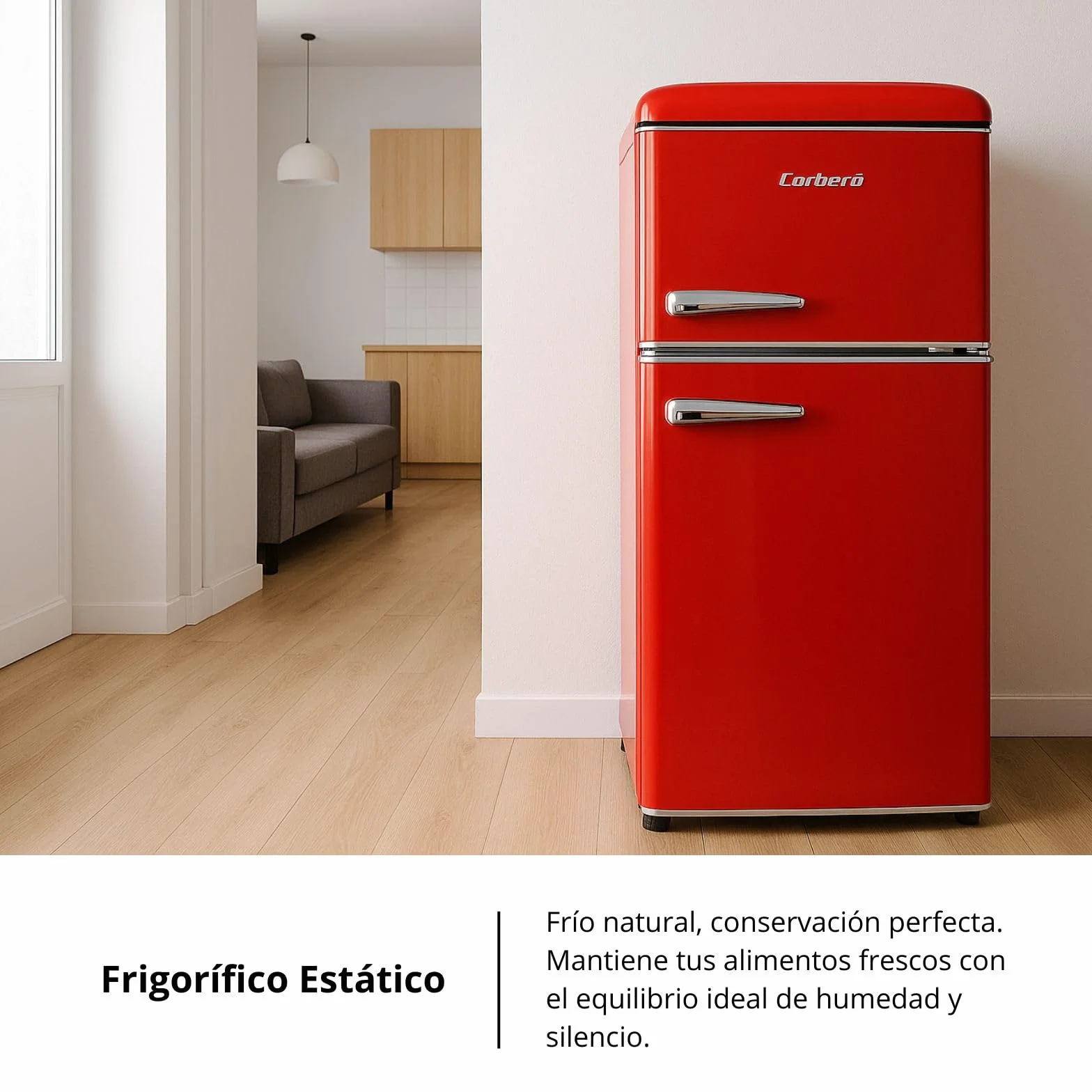 Corberó Frigorífico Retro Estático CF2PG90RR 86L 26L Congelador Rojo