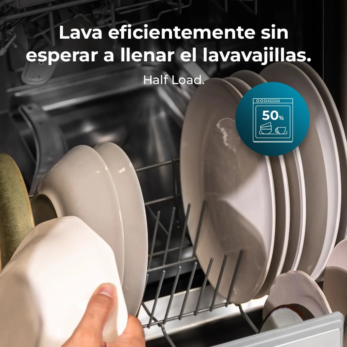 Cecotec Lavavajillas Compacto 60 cm Bolero Aguazero 6320 Inox D, 1900W, 15 Cubiertos, 8 Programas