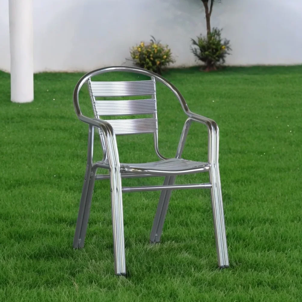 MBH – Silla de Aluminio de Doble Tubo para hostelería. Silla Industrial para terraza Exterior e Interior de Bar, Restaurante, Hotel y cafetería. Mobiliario hostelería (4 Unidades).