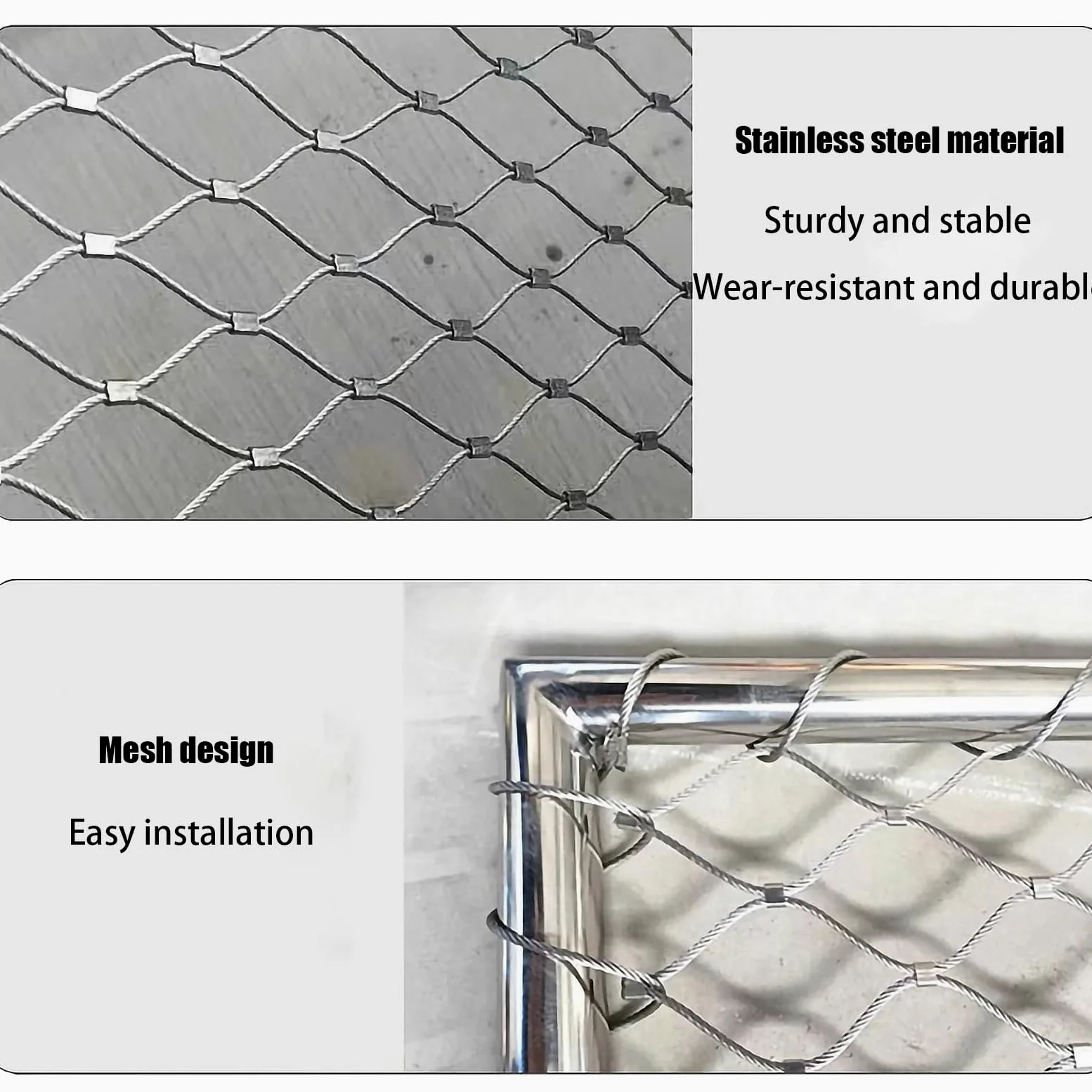 Red de seguridad de alambre de acero inoxidable flexible para balcón y escaleras, red de jardín para aves de corral y mascotas, 100 cm x 200 cm