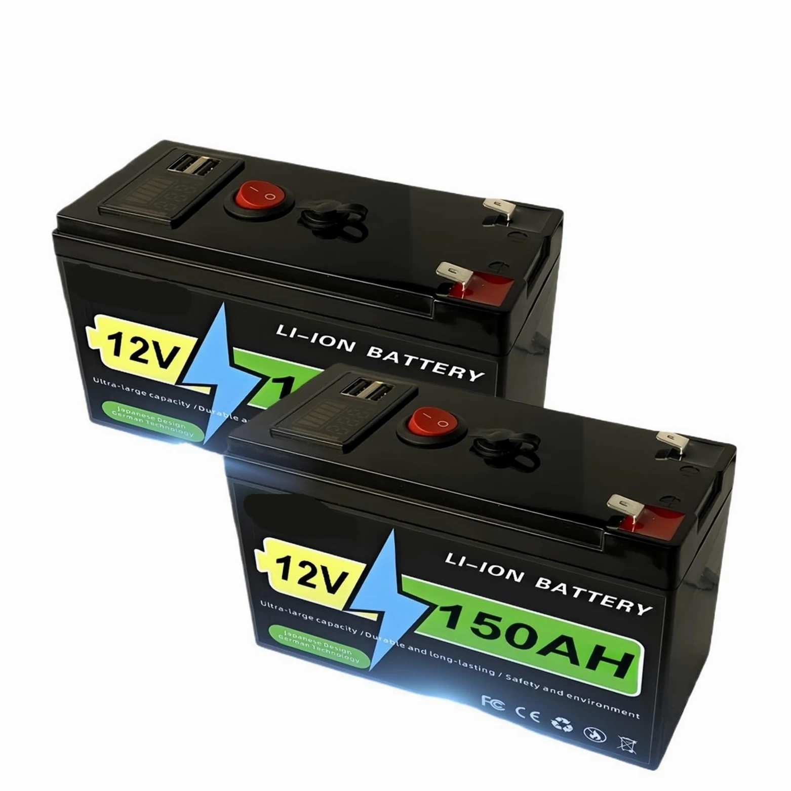Batería Lifepo4 12v Batería solar Batería de litio 180Ah 12V | BMS de 10 años de vida útil y más de 4000 ciclos for dispositivos solares y marinos(150Ah Battery x1)