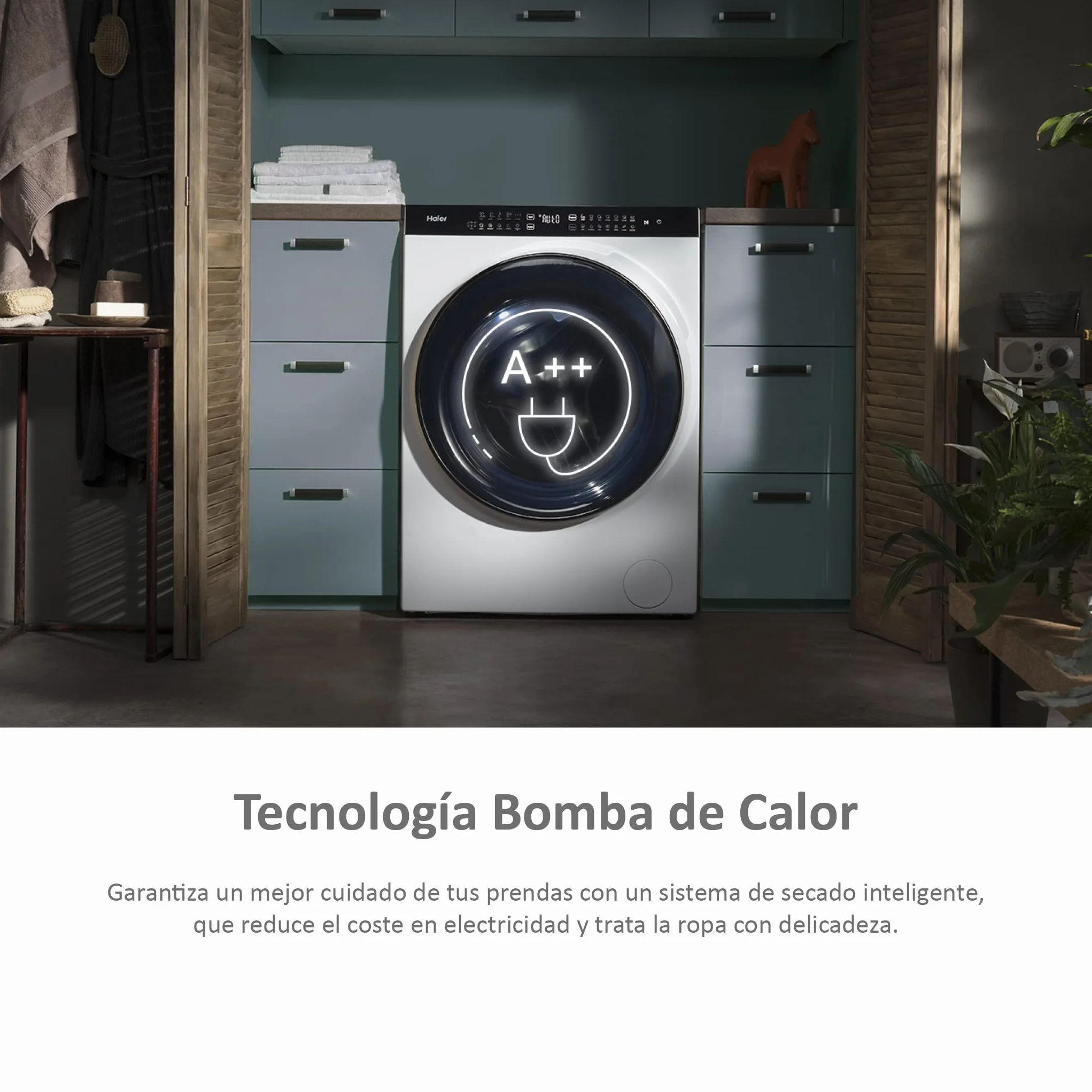Haier I-Pro Series 7 Secadora con Bomba de Calor 9KG Función Vapor I-Refresh Motor Inverter 14 Programas
