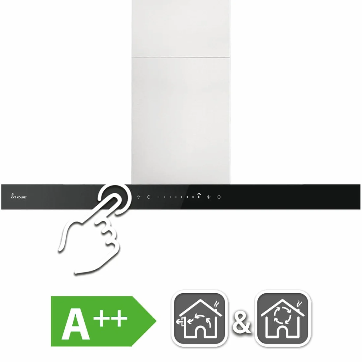 Campana Extractora 90 cm Isla Acero Inoxidable Vidrio Negro WiFi FLAT-INSEL-5