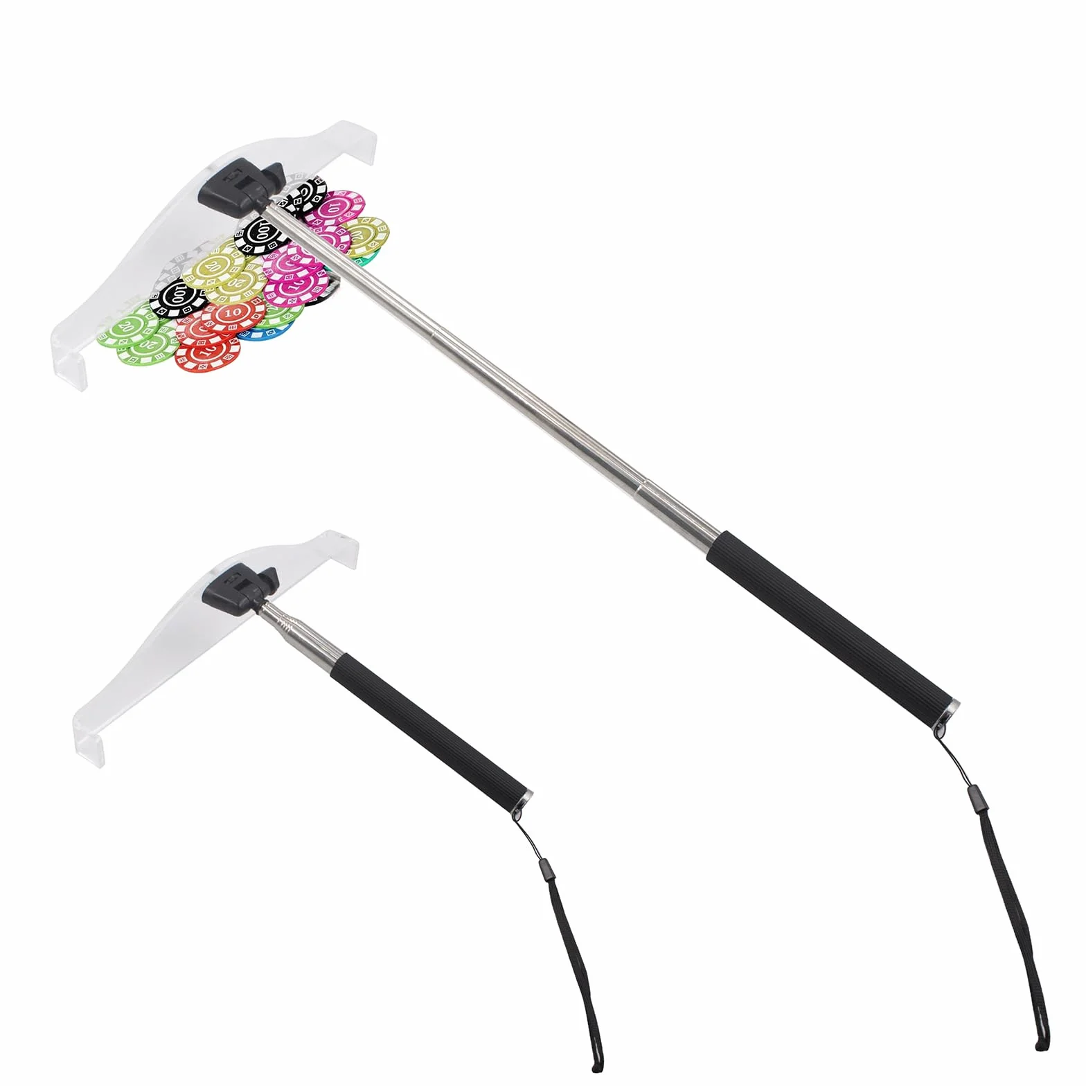 Poker Chip Pusher Teleskop Rulette Rastrillo Colector Longitud Ajustable 22-95 cm Mango Antideslizante
