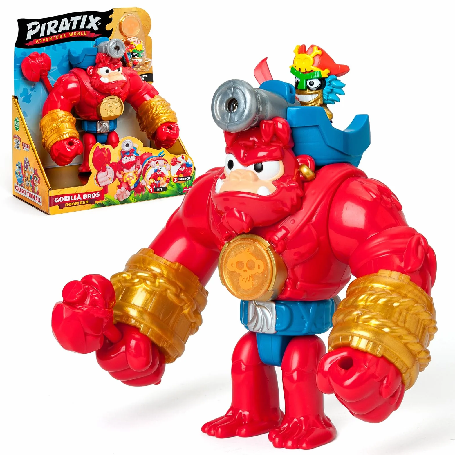 PIRATIX Boom Ben Gorila articulado con disparador y proyectil