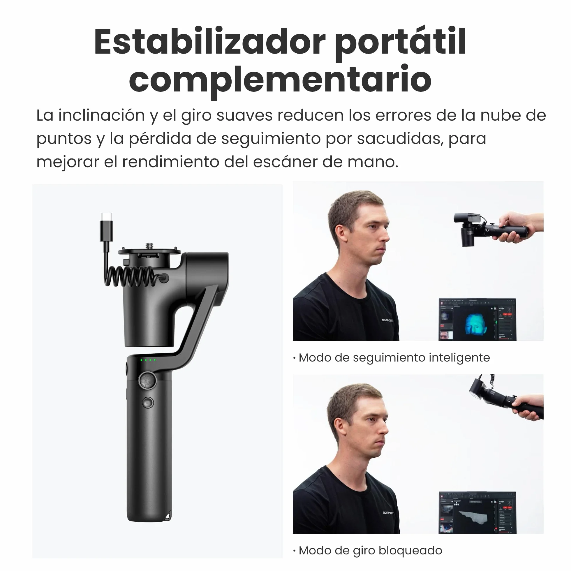 Revopoint POP3 Plus Escáner 3D para Impresión 3D, Precisión de 0,04 mm, Escaneo en Color para Objetos Medianos, Compatible con Android/iOS/Win/macOS,Prueba gratuita de 30 días de QuickSurface, Premium