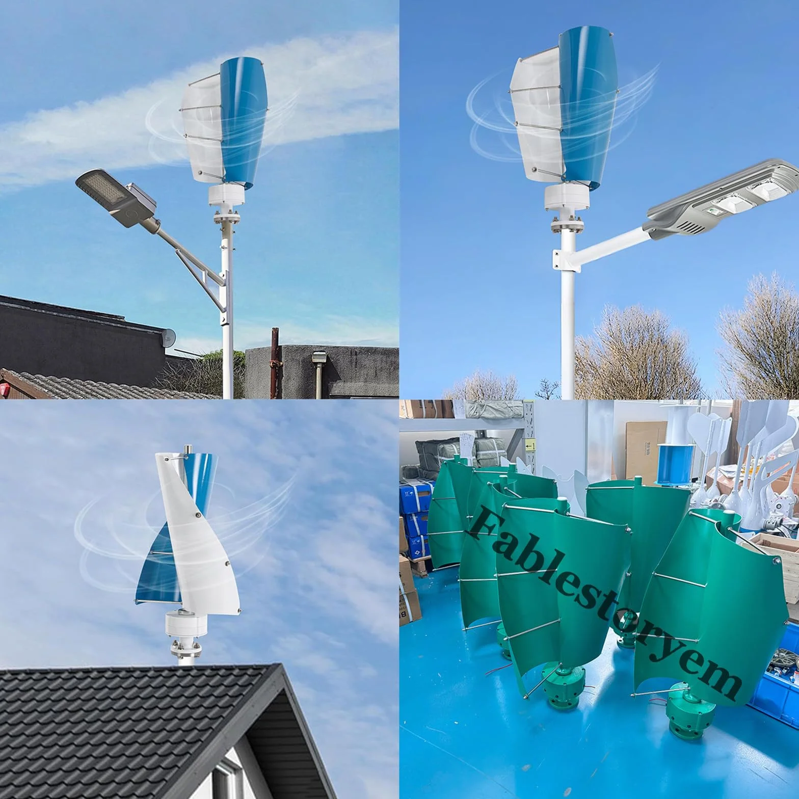 Aerogenerador de 12000W, 12V 24V 48V Turbina Eólica Vertical de Eje Helicoidal de Levitación Magnética, Generador de Imán Permanente Trifásico, para Casa, Terraza, Chalet o Autocaravana,A-12V