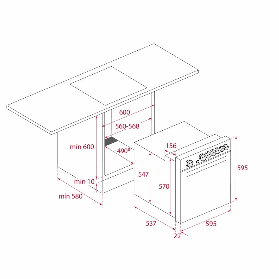 TEKA Horno Polivalente Convencional 60 cm HBE 490 ME 3 Funciones Puerta 2 Cristales