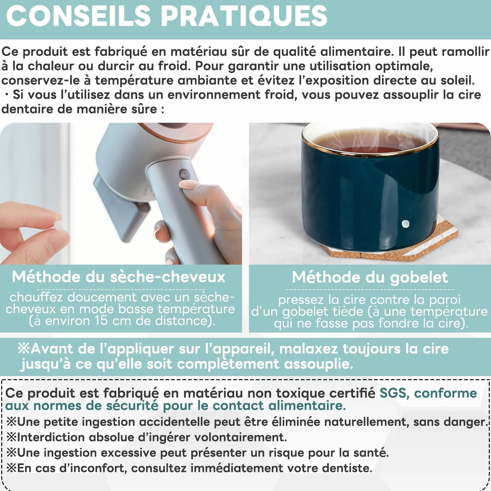 InhwRior Cera de ortodoncia, diseño precortado, fácil de acceder, medición científica, cada bloque cubre brackets de aparatos ortopédicos, impregnado con un toque de menta, alivia rápidamente las(4)