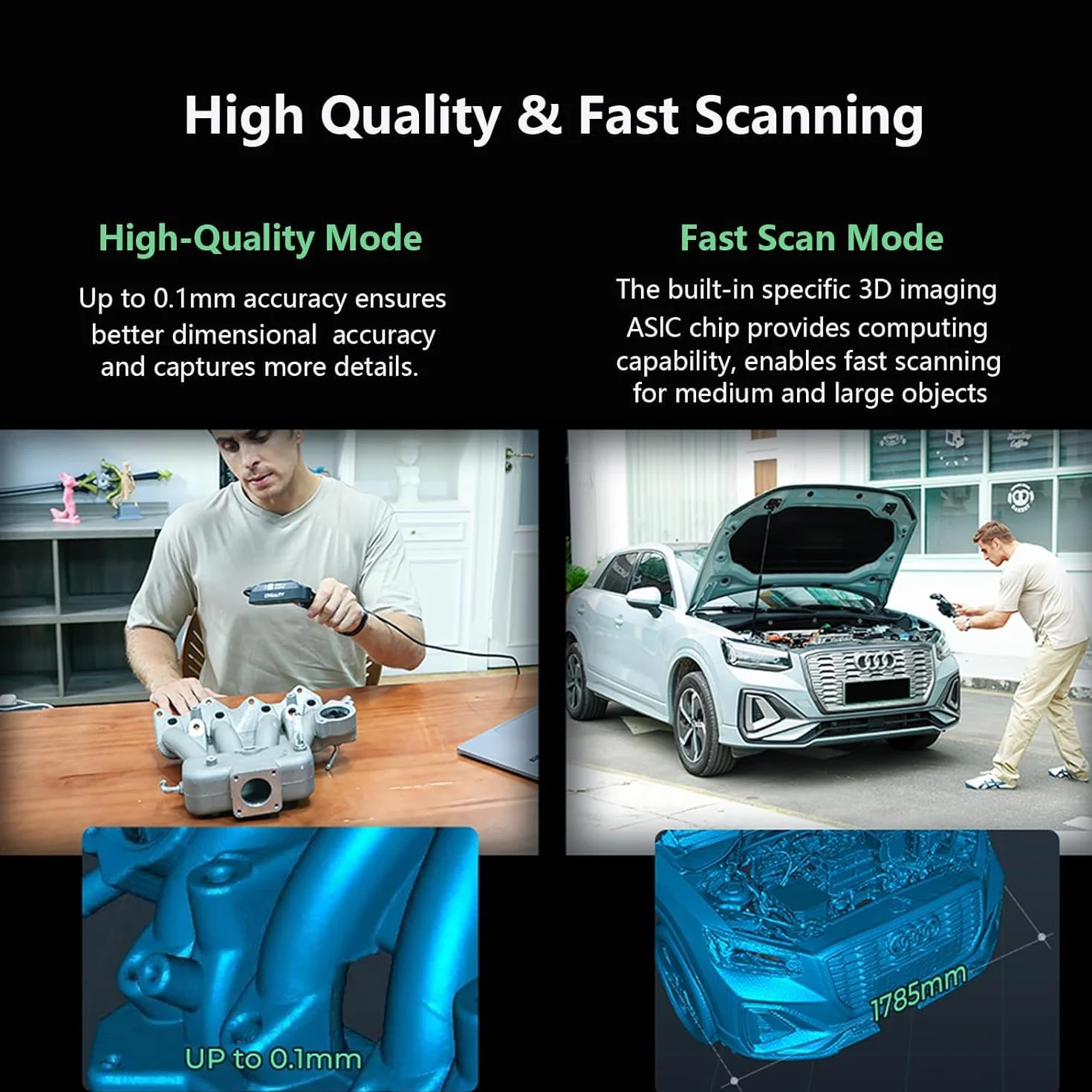 Creality Escáner oficial CR Scan Ferret Pro 3D para impresión 3D, actualización de escáner de mano con escaneo inalámbrico, seguimiento antivibración, escaneo rápido a todo color, precisión de 0,1 mm