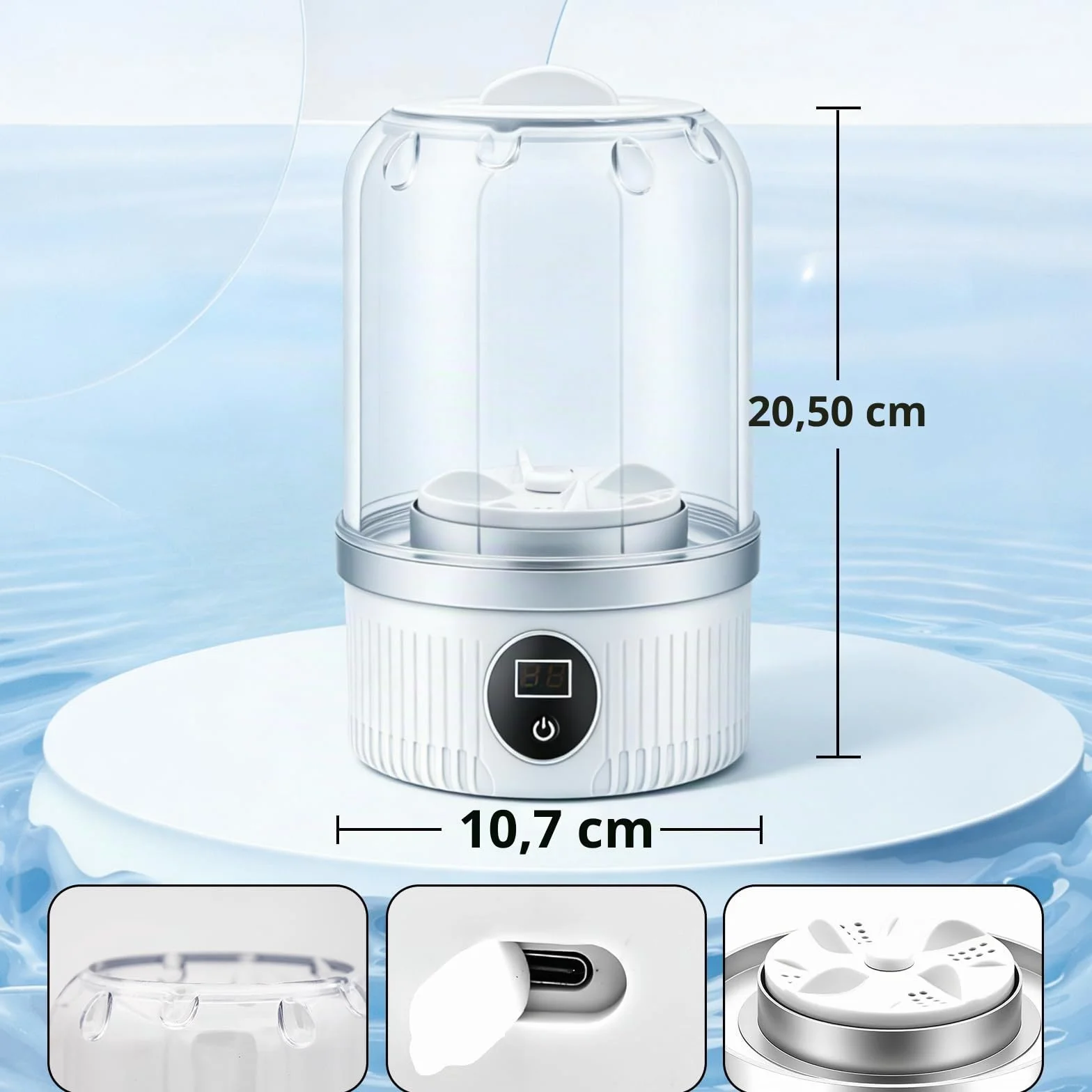 Lavadora mini portátil inalámbrica recargable, taza de lavandería para sujetador y ropa interior, calcetines blanco