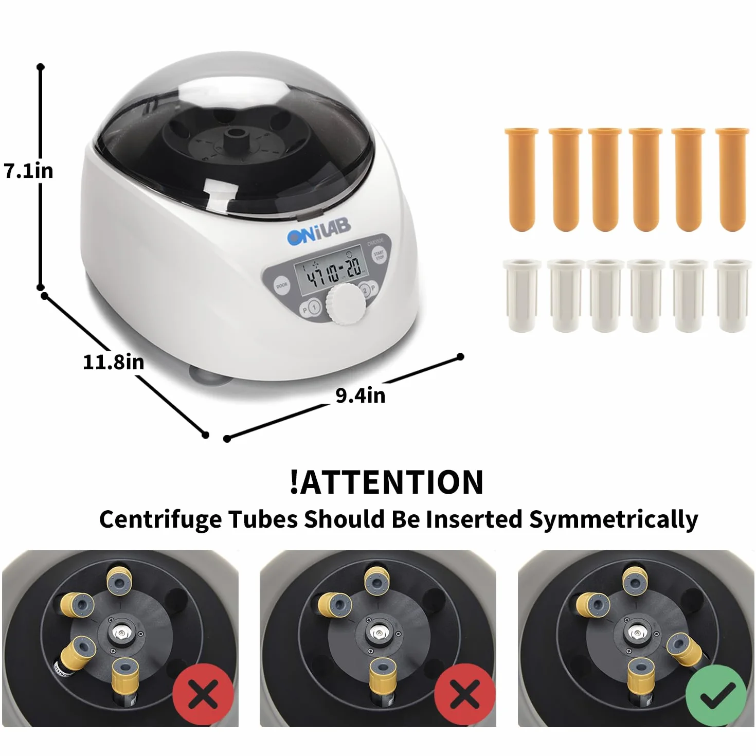 ONiLAB Labor PRP - Centrifugadora de mesa (6 x 15 ml/10 ml/7 ml/1,5-5 ml, 300-5000 rpm (máx. 2600 x g RCF), LCD Digital Desktop Lab Centrífuga Temporizador 30sec-99min, dos programas de inicio rápido