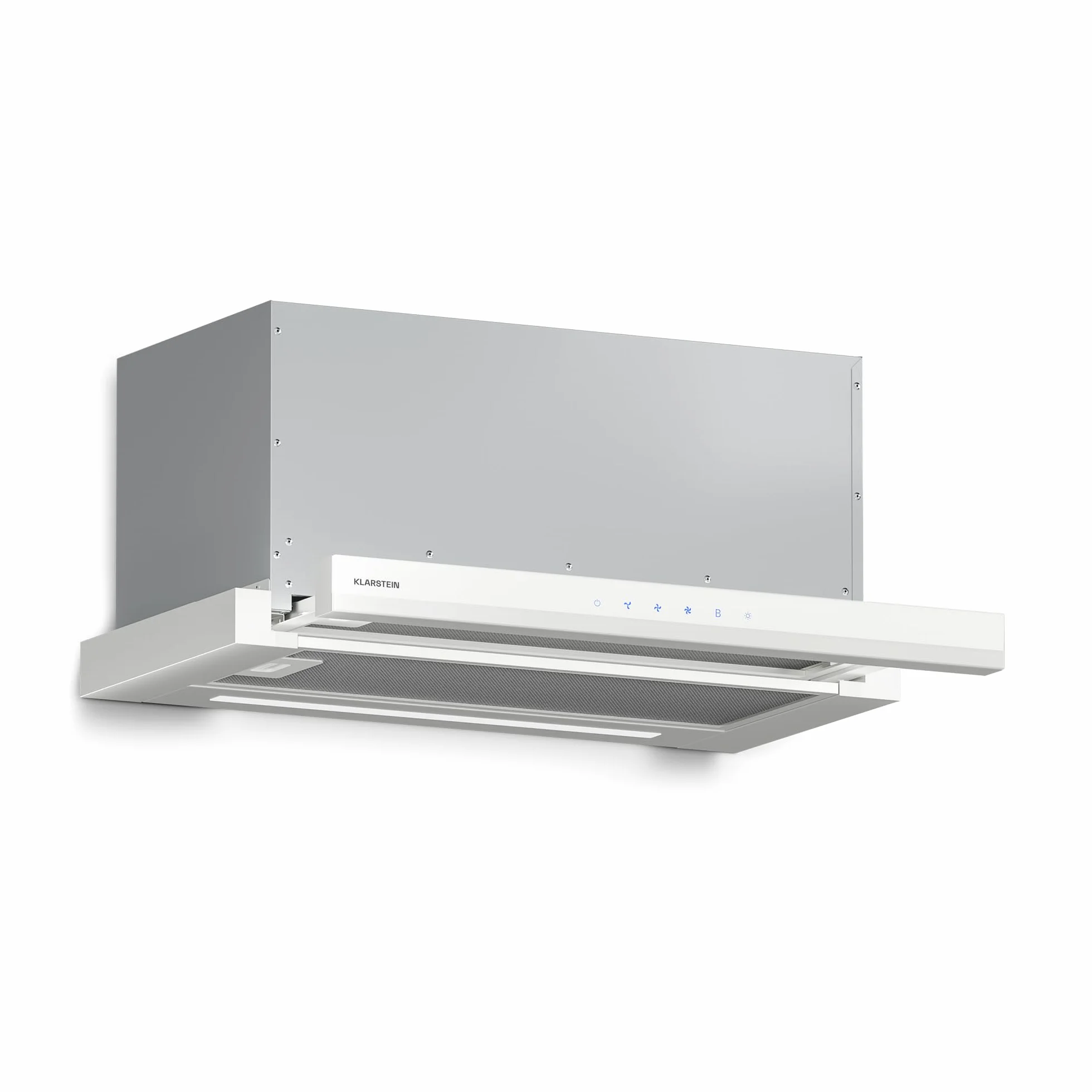Klarstein Velaire Campana Extractora Integrada 60cm 896 m³/h Clase A++ Motor Silencioso Control Táctil LED Blanco