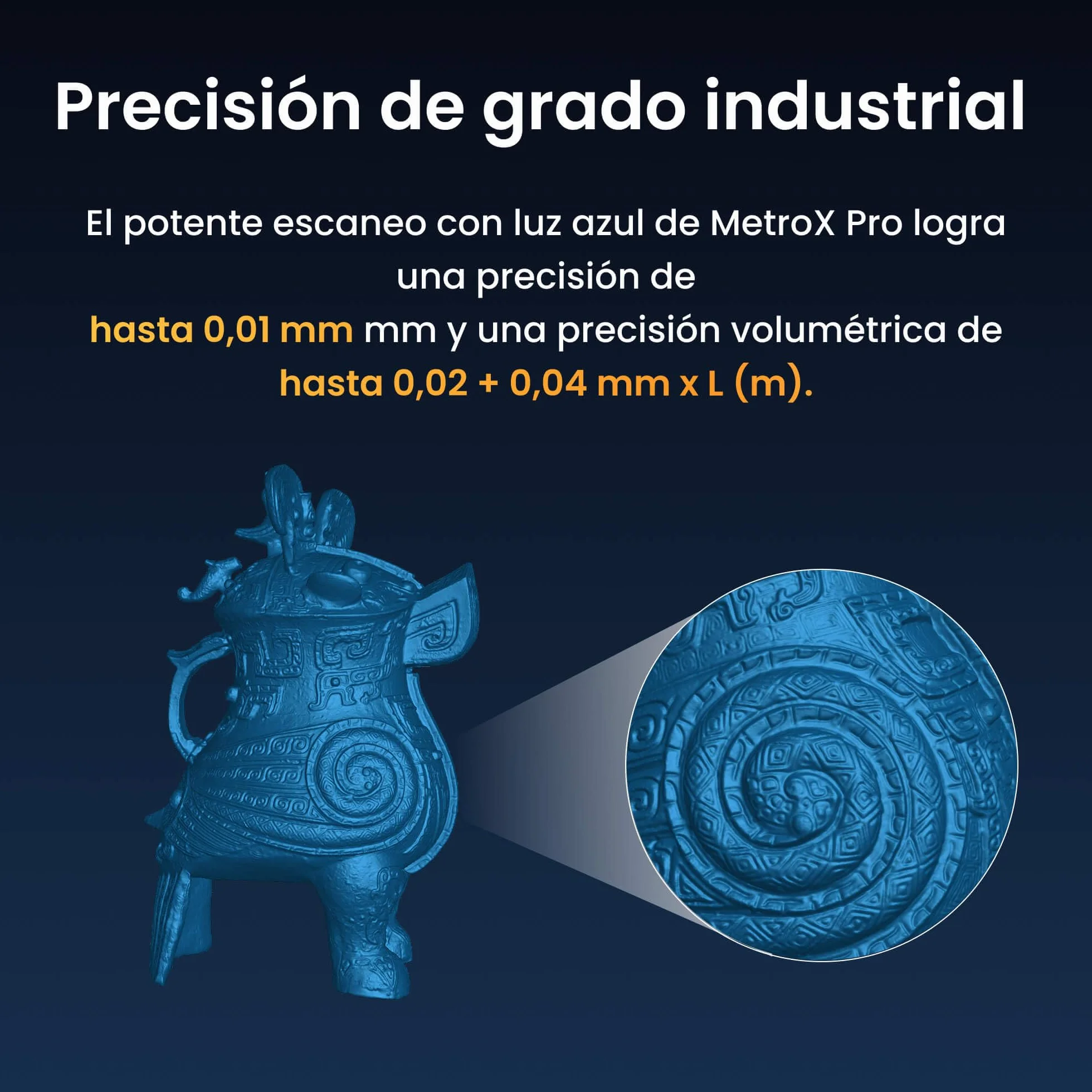 Revopoint MetroX Pro Escáner 3D para impresión 3D, precisión industrial 0,01 mm, 4 modos de escaneo, pantalla compartida interactiva, a todo color, para ingeniería inversa y modelado digital, ESTÁNDAR