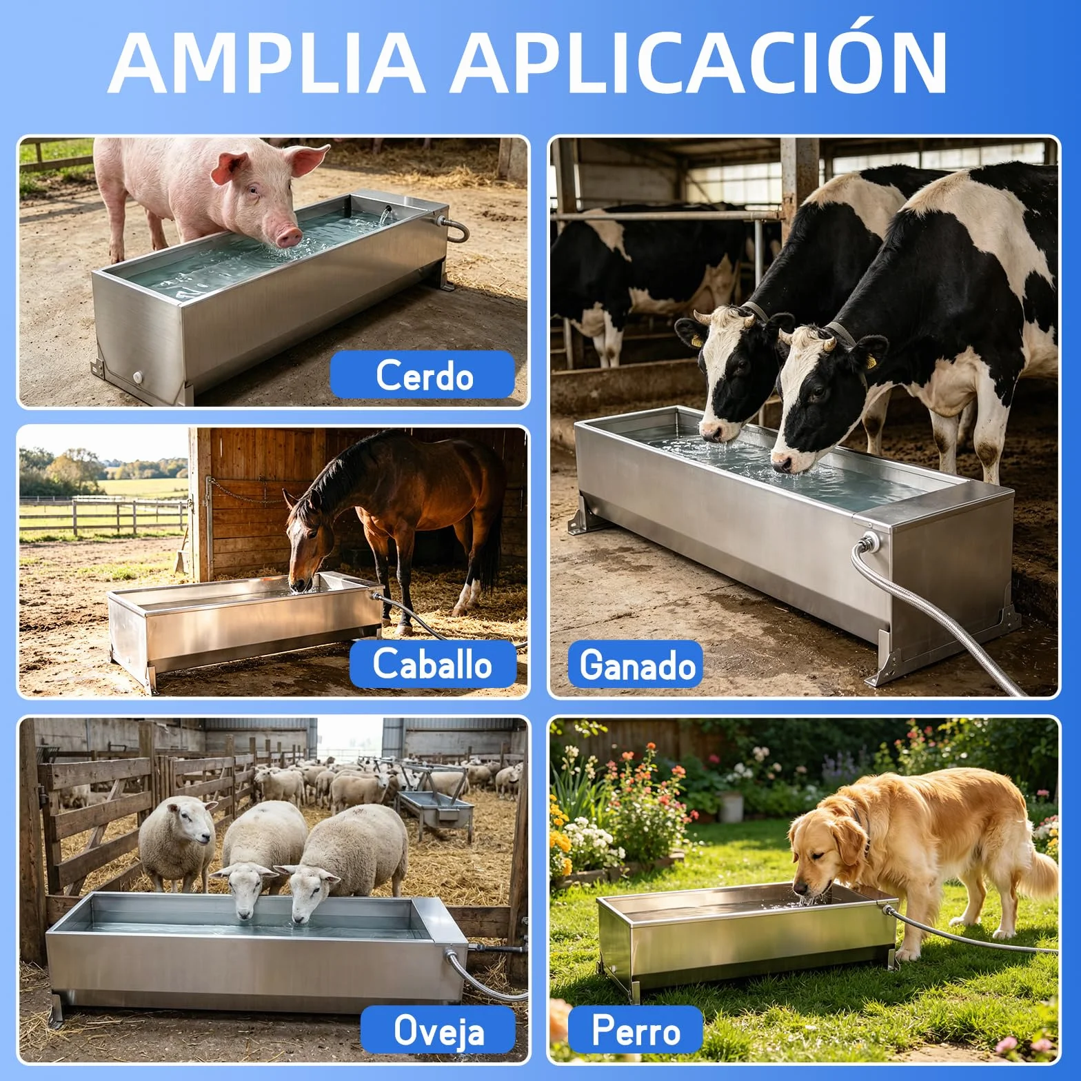 Bebedero Automático 50L Acero Inoxidable, Bebedero Exterior Gran Capacidad con Válvula de Flotador, Dispensador de Agua para Caballos, Vacas, Cerdos, Cabras y Perros Grandes