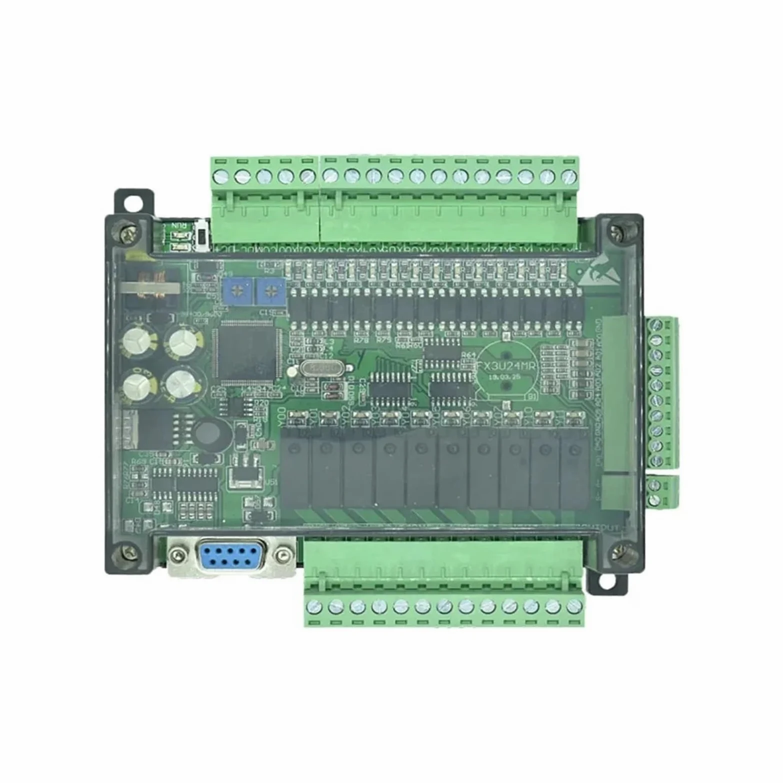 FX3U-24MR FX3U-24MT PLC controlador lógico programable 14DI/10DO analógico 6AI/2AO RS232 RS485 Placa de Control Industrial FX3U(FX3U-24MT)