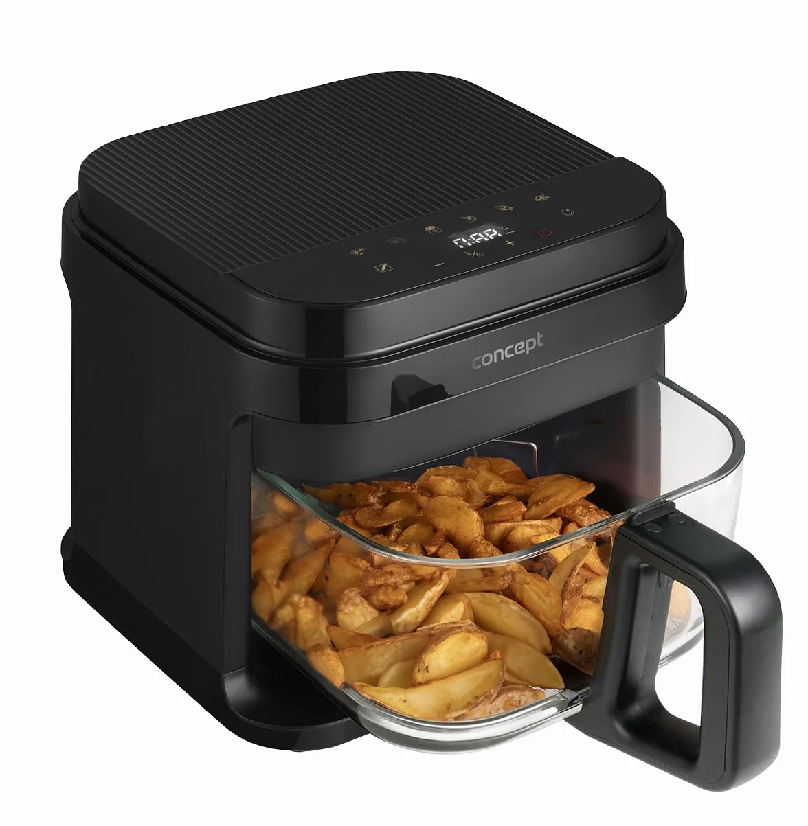 Freidora de aire caliente GLASS & FAST FR5500, 5,5 L, color negro