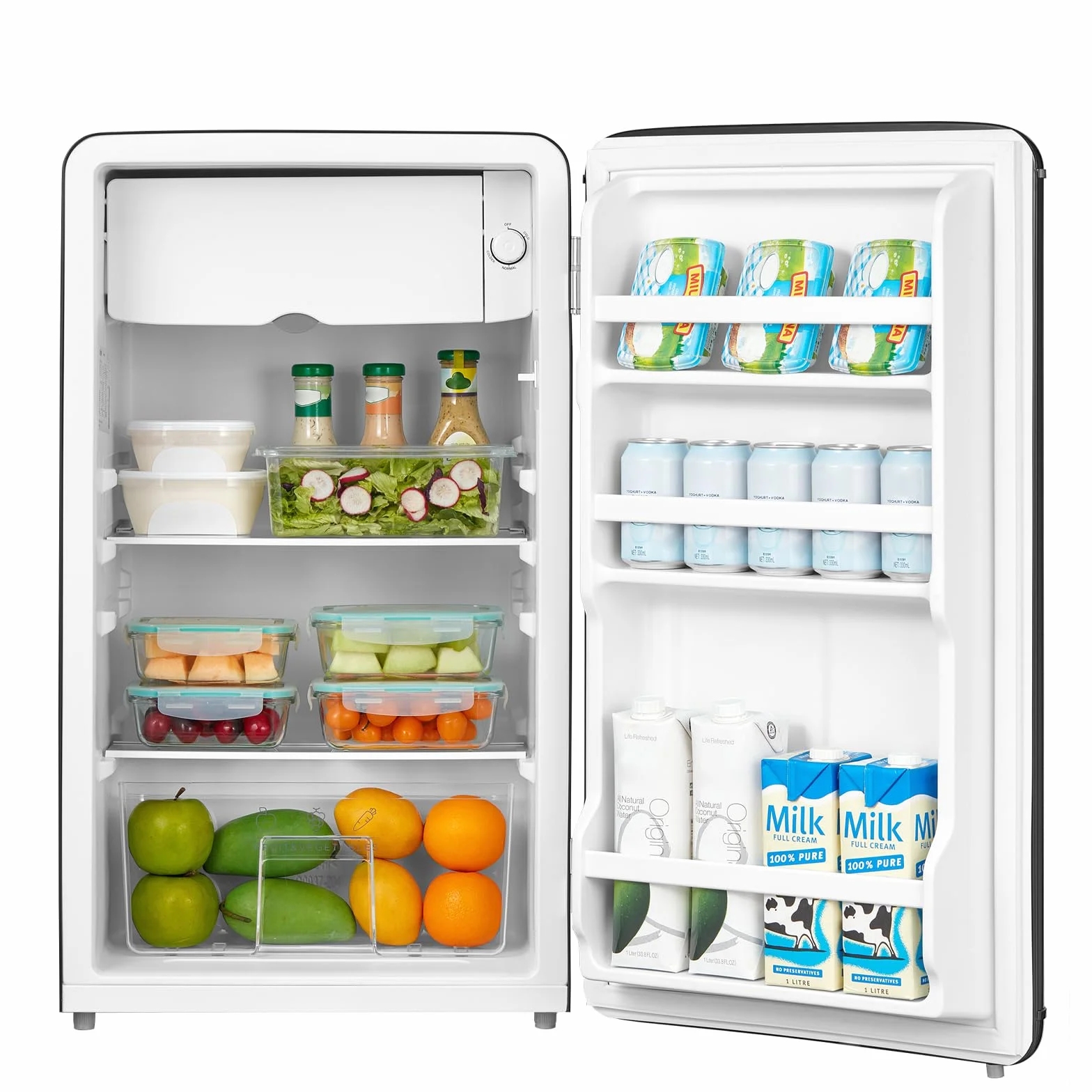 Comfee' RCD93BL2EURT(E) Refrigerador Bajo Encimera 93L Retro Independiente Negro