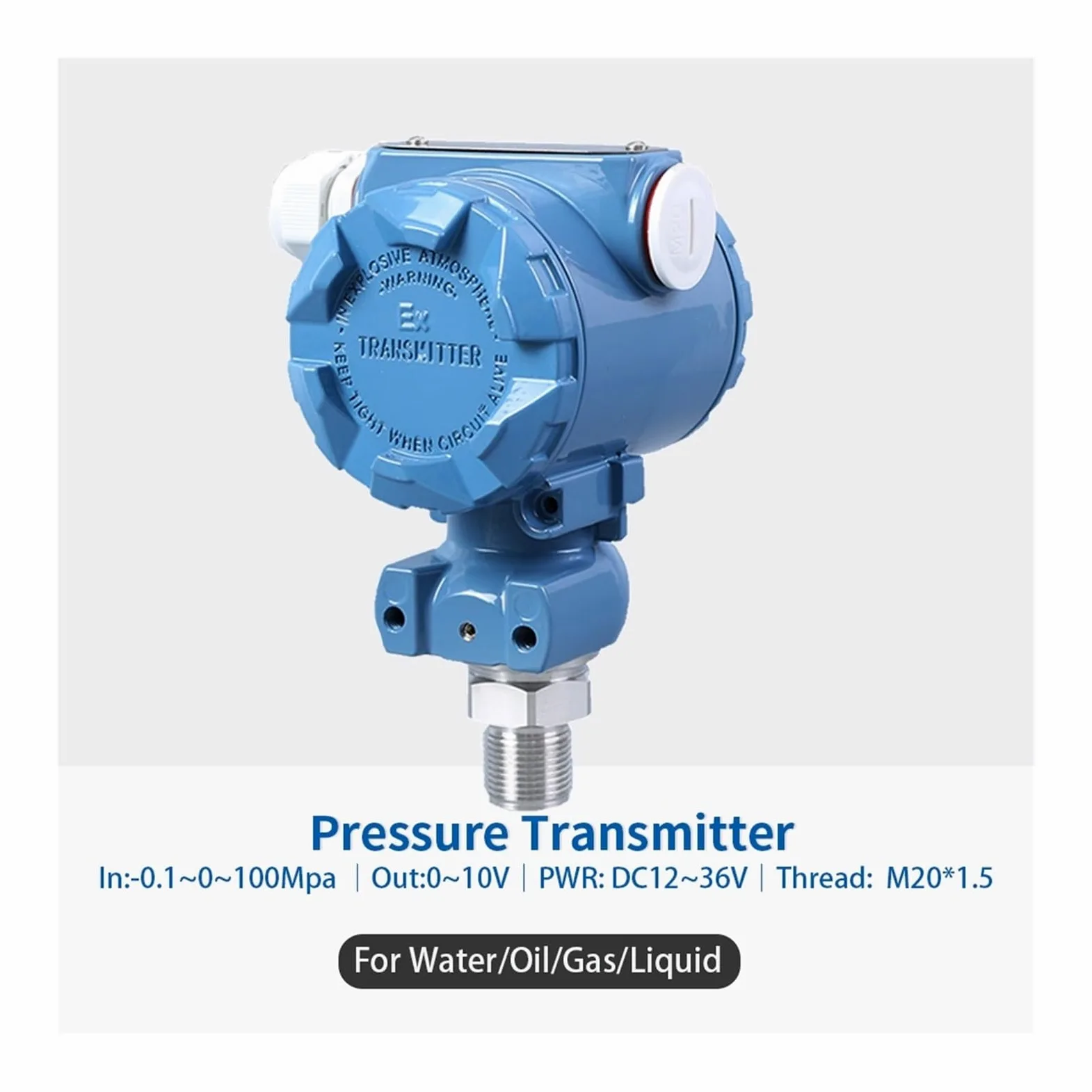 MUHM Sensor de presión estática Absoluta, transductor de presión neumática, transmisor de presión de Aceite hidráulico, 0-60Mpa, 0-10 Bar, 0-10V (Size : 0-40Mpa)