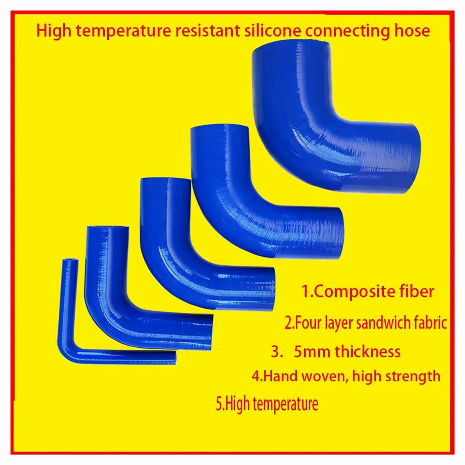 Manguera de conexión de turbocompresor de 90 grados, silicona azul de alta temperatura, diámetro no variable(OTHERS_ID63MM)