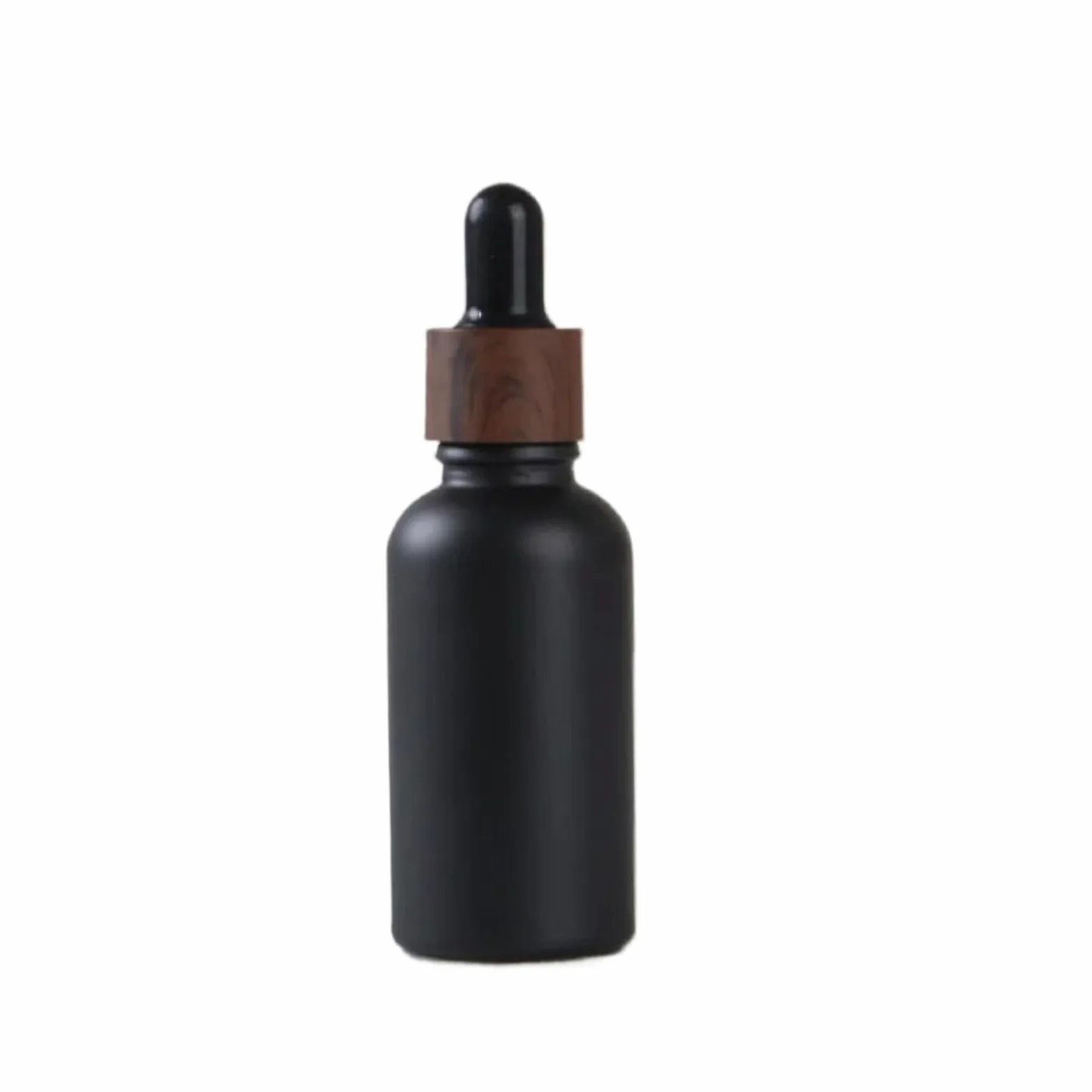 Gotero Botellas cuentagotas de vidrio negro esmerilado, tapa botella gotero vacía brillante for suero aceite Perfume esencial(Matte Black,10x 15ml)