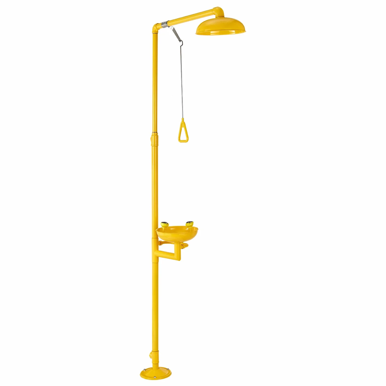 VEVOR Estación Lavaojos de Emergencia, Estación Lavaojos con Ducha de Emergencia 87 x 40 x 233 cm Diámetro del Lavabo para Lavado de Ojos de 27 cm para Escuelas, Laboratorios y Fábricas, Amarillo