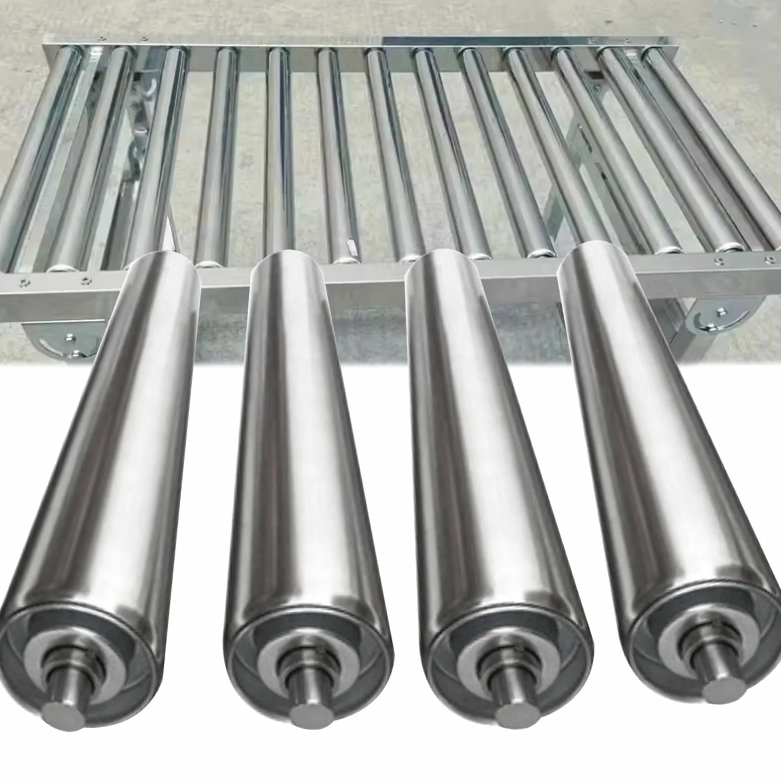Paquete de 4 rodillos de repuesto para transportadores: 2", 2,4", 1,5", 1,3" y 1" de diámetro, rodillos de gravedad de transmisión por gravedad de acero inoxidable para fábricas, extremo galvanizado