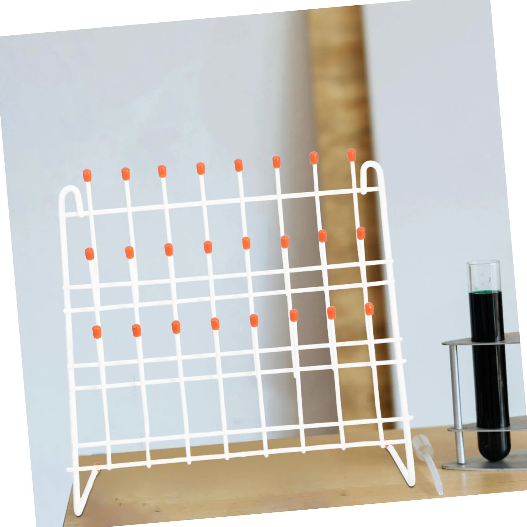 Soporte de Secado para Tubos de Ensayo de Hierro Revestido, Rejilla Drenaje 24 Posiciones para Laboratorio, Estante Práctico para Secar Vasos y Tubos de Laboratorio