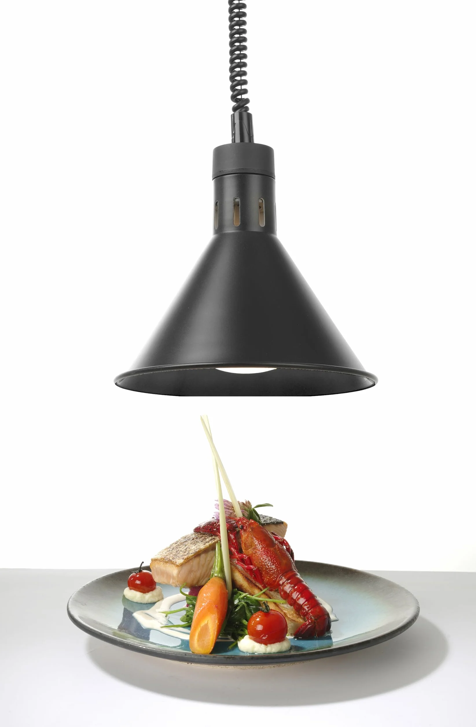 HENDI Lámpara de calor colgante ajustable 230V 250W Ø275mm aluminio negro