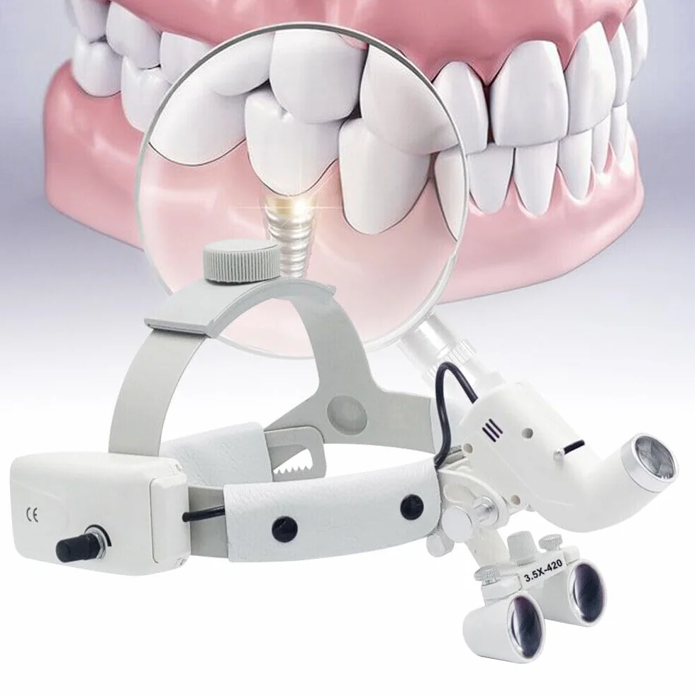Lupa Quirúrgica Dental con Luz LED 3,5 x 420 mm