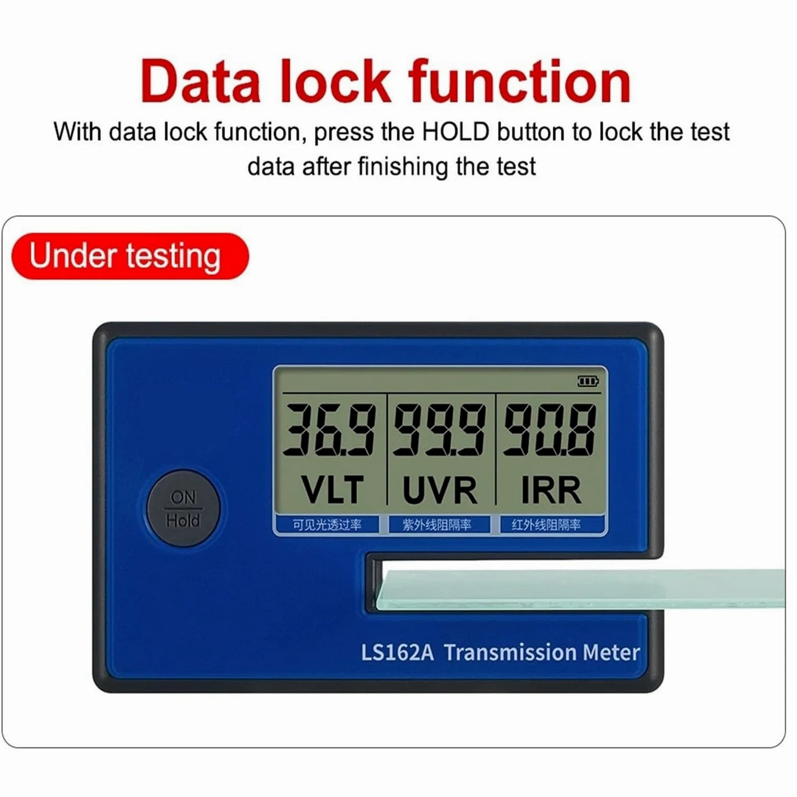 Medidor VLT Digital portátil for películas solares | Capacidad de calibración en tiempo real, prueba el rechazo UV/IR y VLT, bloquea datos con un solo clic(LS162)