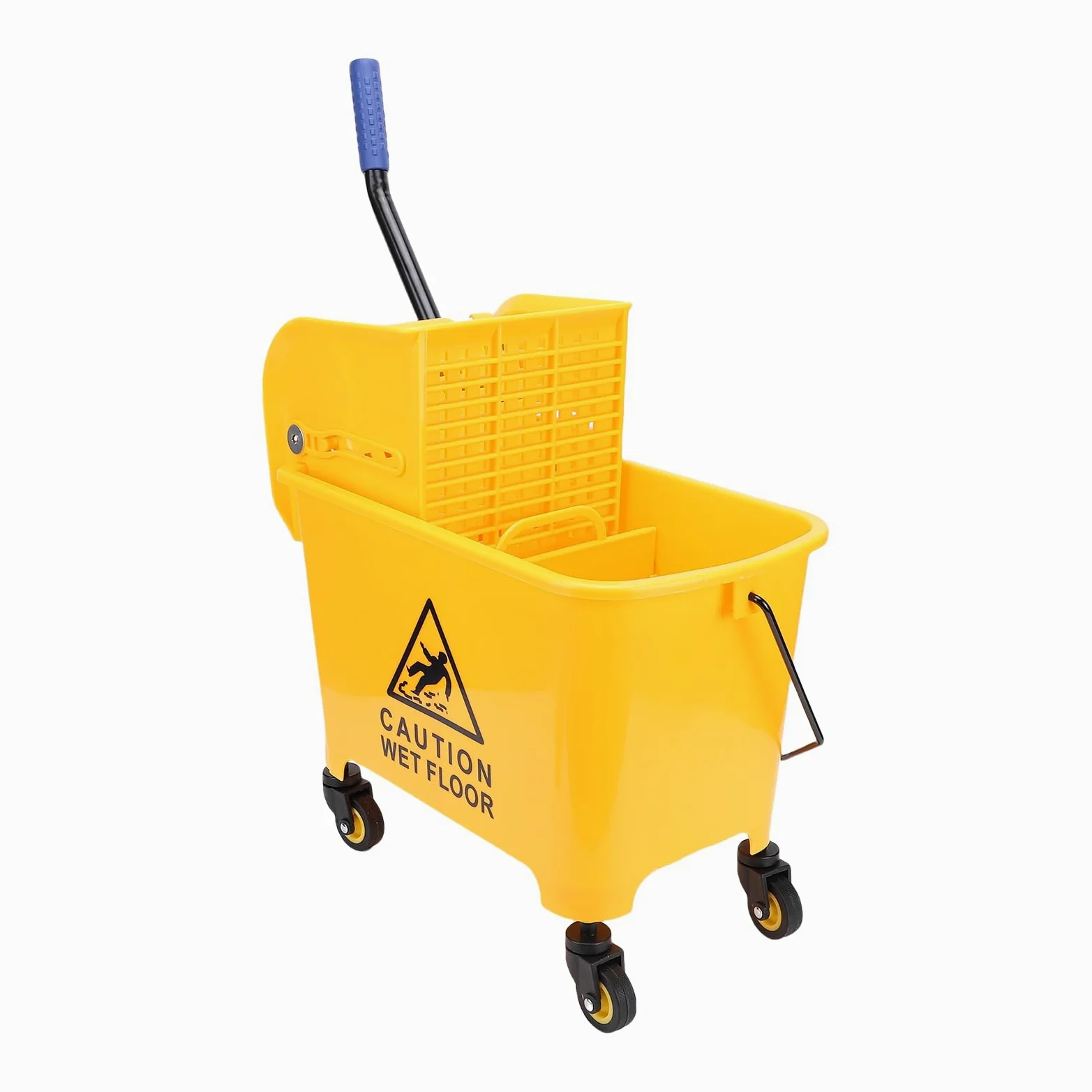 Cubo para Fregona Comercial con Escurridor, Cubo Resistente de 21 Cuartos, Rectangular para Fregar con Ruedas con Asa, Escurridor de 50000 Ciclos para el Hogar, Negocios