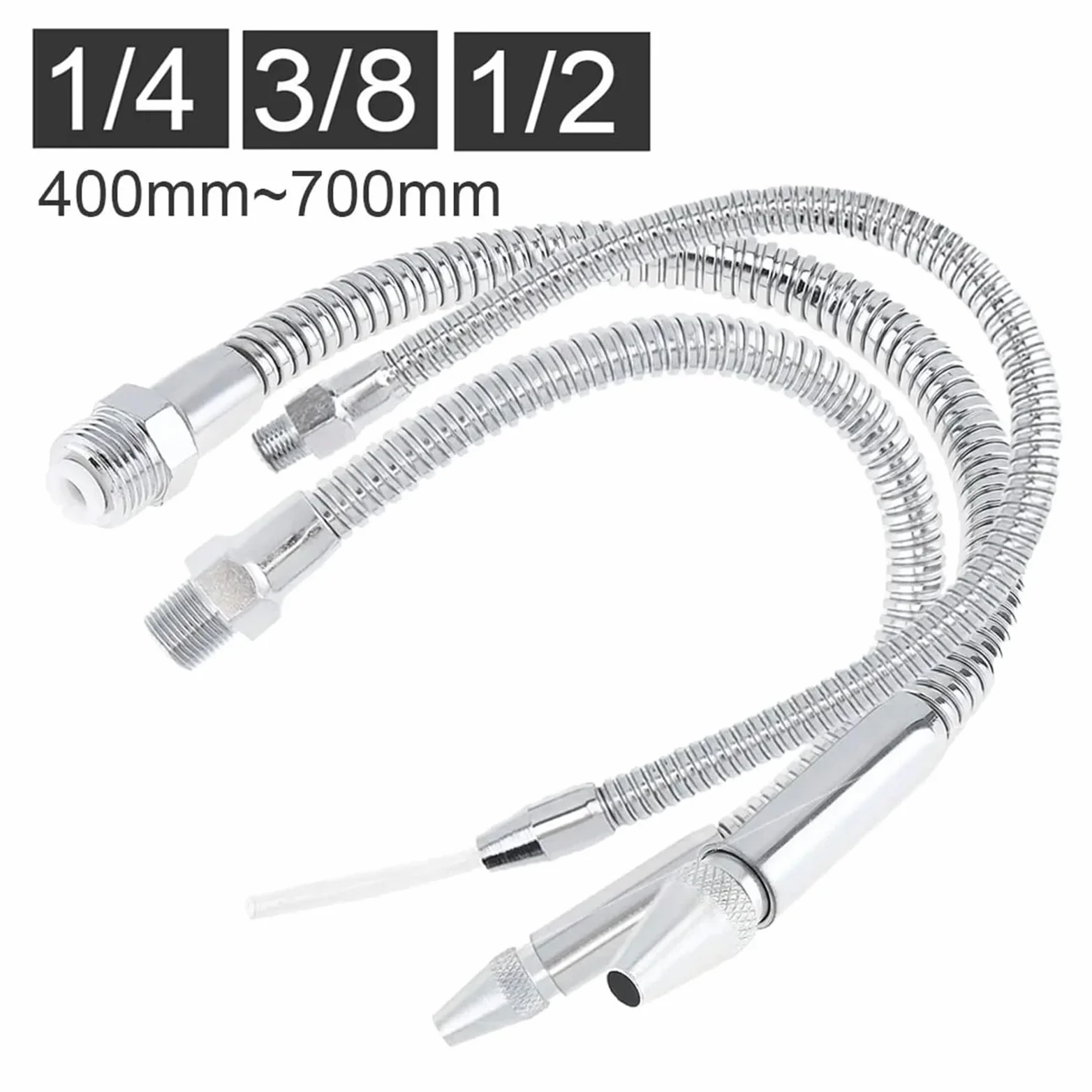 Manguera de metal flexible para máquinas CNC, tubo de refrigeración de agua y aceite de 400-700 mm con boquilla redonda