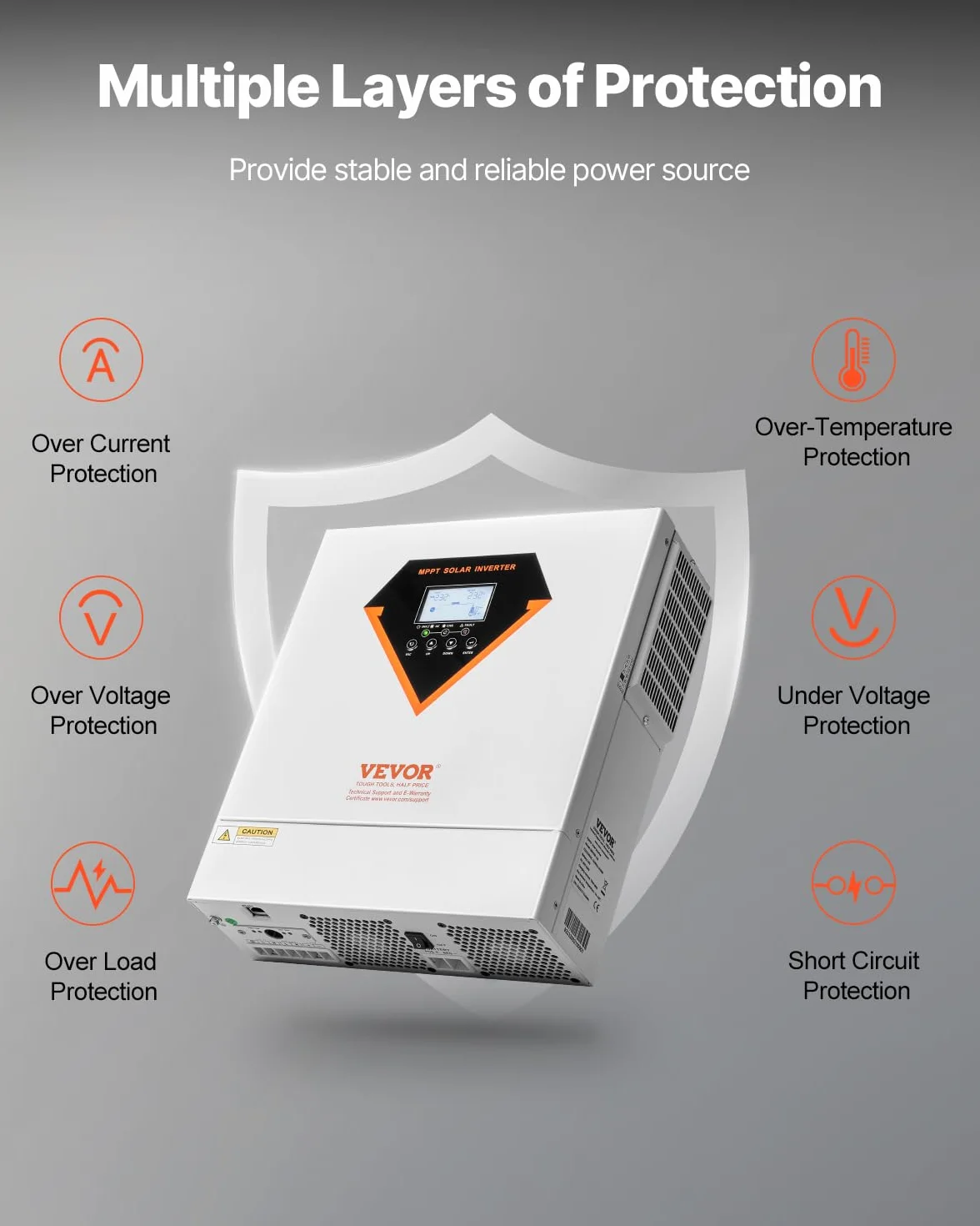 VEVOR Inversor Solar Híbrido 3500 W Onda Sinusoidal Pura MPPT 100 A