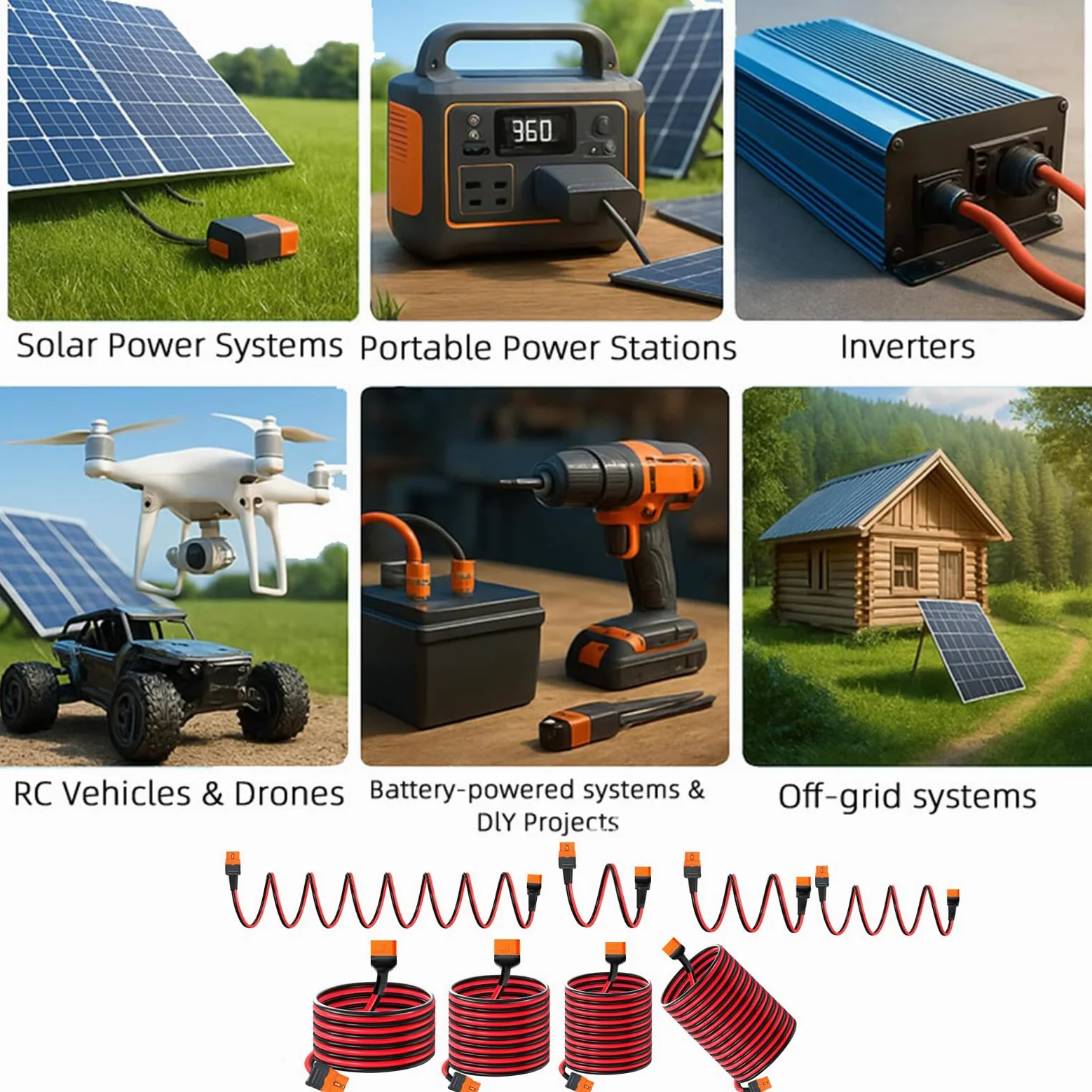 XT60i - Cable de extensión macho a hembra, solución de alimentación para modelos de control remoto, accesorios de panel solar