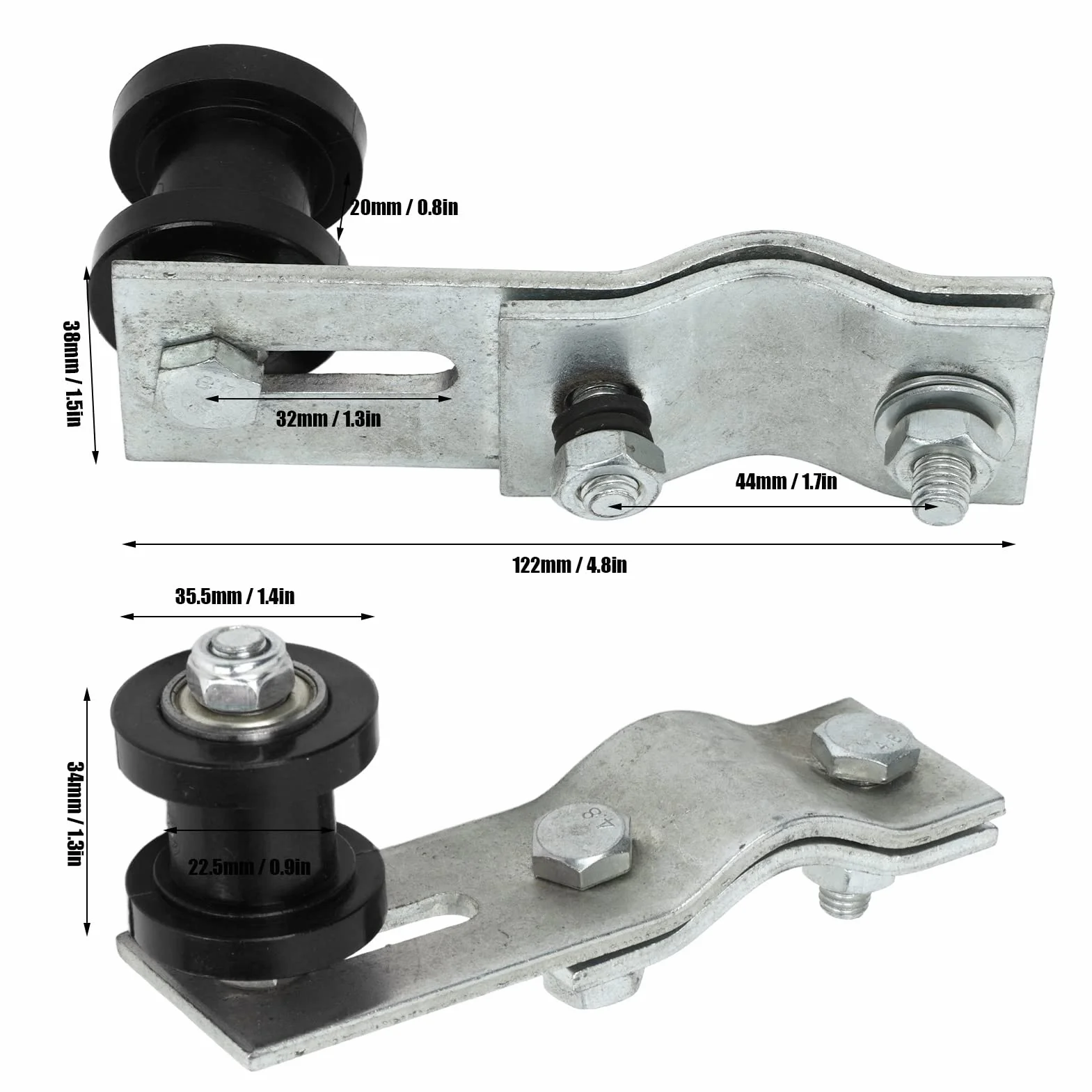Tensor de Cadena para Bicicleta 49 66 80 mm, Negro, Alta Resistencia