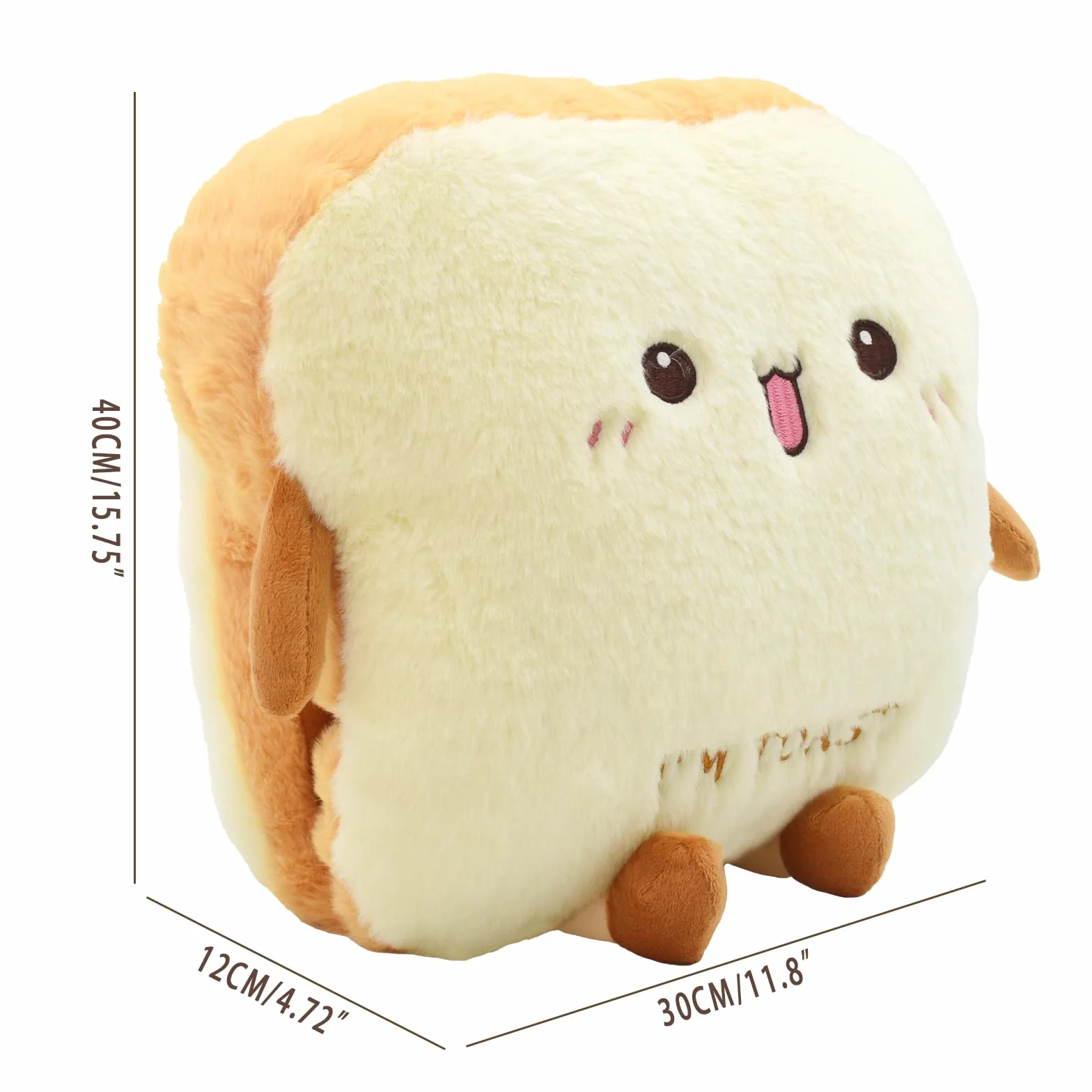 Almohada de Pan Tostado de Peluche 40cm, Juguete de Felpa Suave para Niños y Adultos