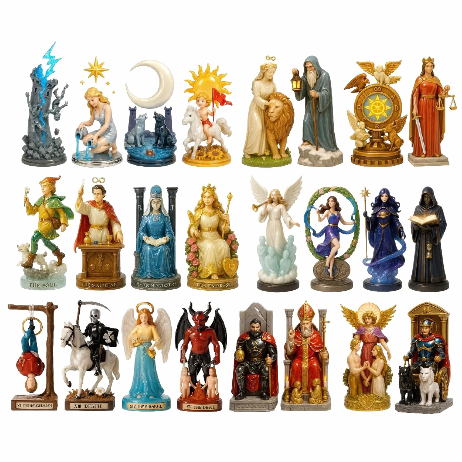 Figuras De Personajes Del Tarot 26x18x3cm Dijes Acrílicos 2d Kit De Piezas Coleccionables Místicos
