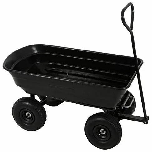 Varan Motors TC1801 Carrito de jardín con contenedor basculante, carrito transportador remolque con volquete, carga 250Kg máx.