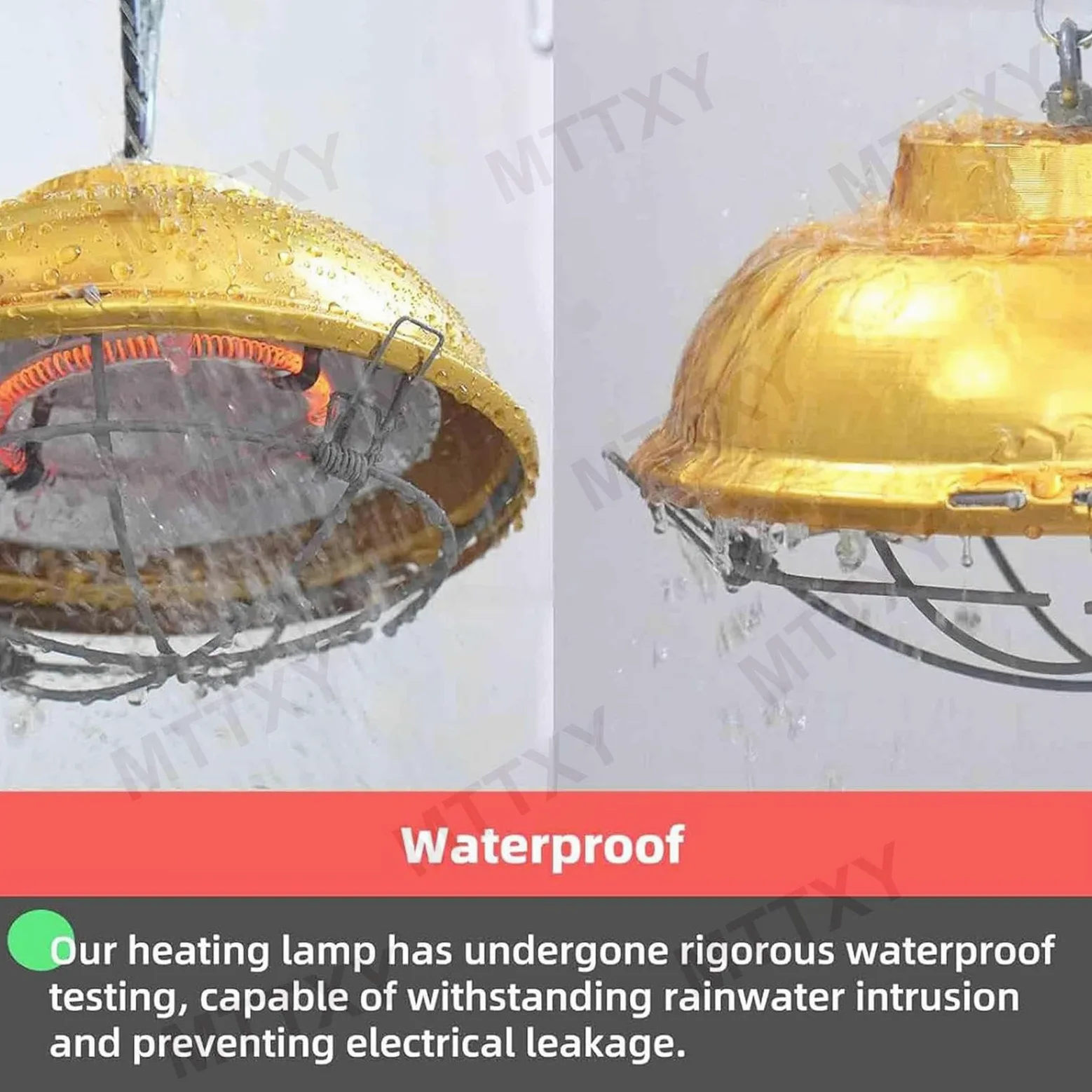 Lámpara calefactora para pollos, calentador para gallineros con bombilla de fibra de carbono, lámpara calefactora colgante para criaderos de pollos en invierno, dos temperaturas ajustables ,30cm
