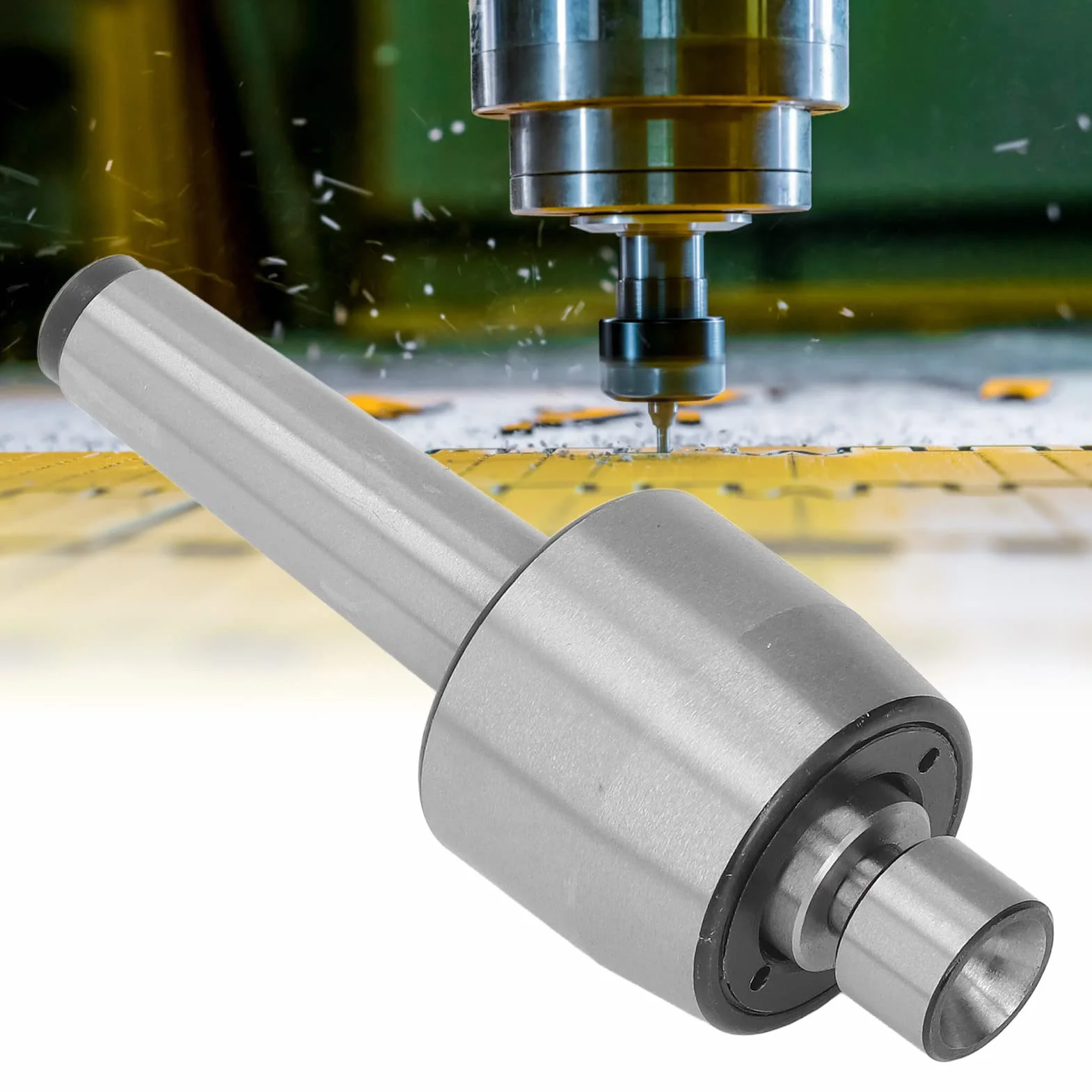 Conjunto Centro Vivo Torno CNC, Cono Morse Giratorio Acero Alto Carbono, Precisión 0.0006, 7 Puntas Intercambiables 2000 RPM, para Máquinas CNC Industriales