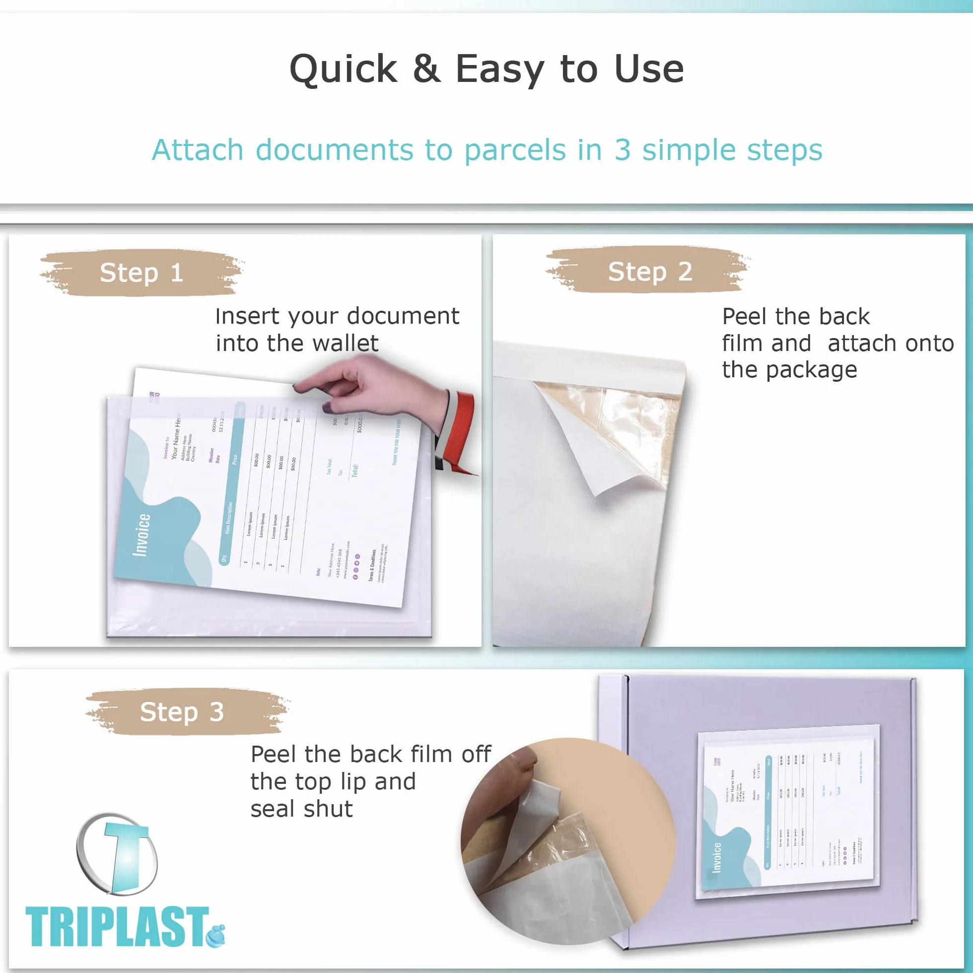 Triplast 1000 sobres plásticos transparentes A4 328x230 mm para documentos