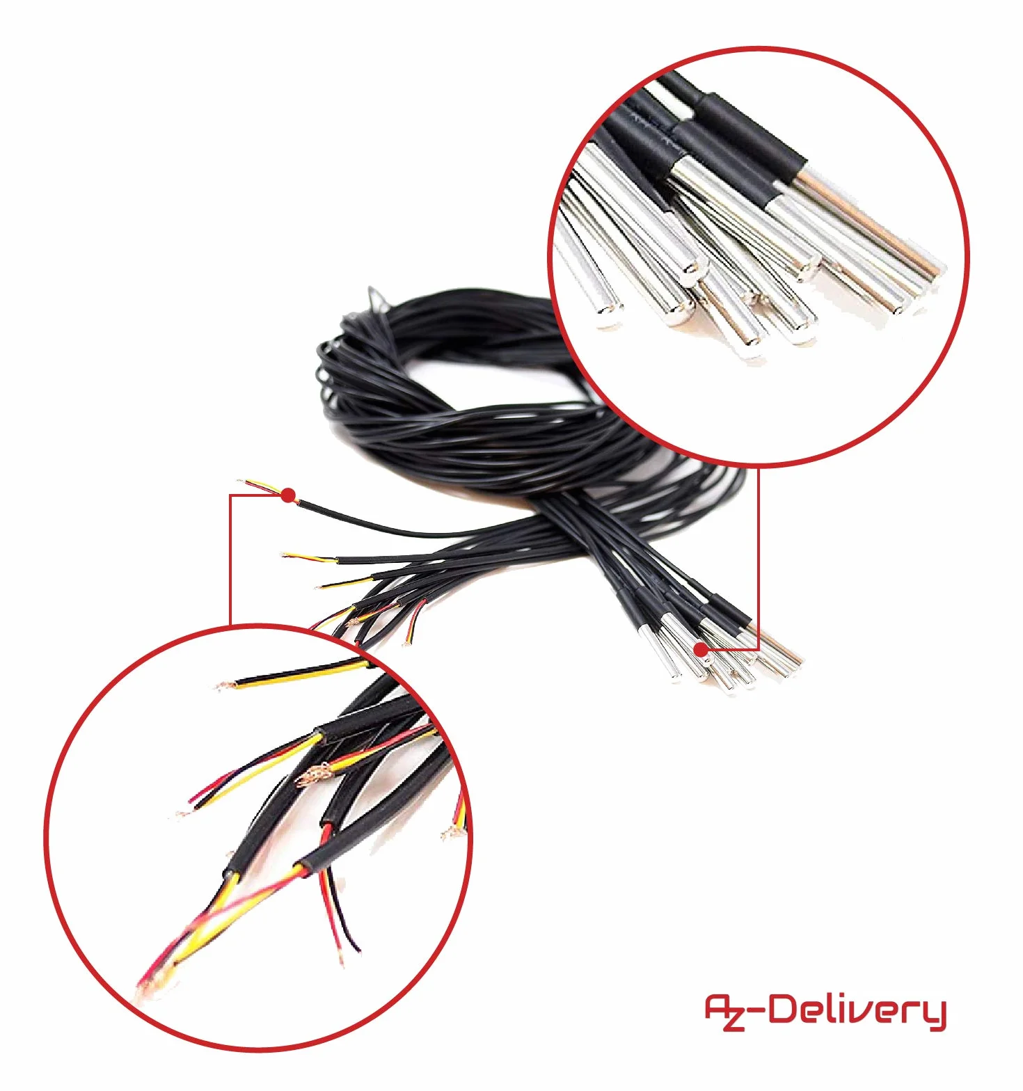 AZDelivery DS18B20 sensor de temperatura digital acero inoxidable resistente al agua 3m cable compatible Arduino Raspberry Pi