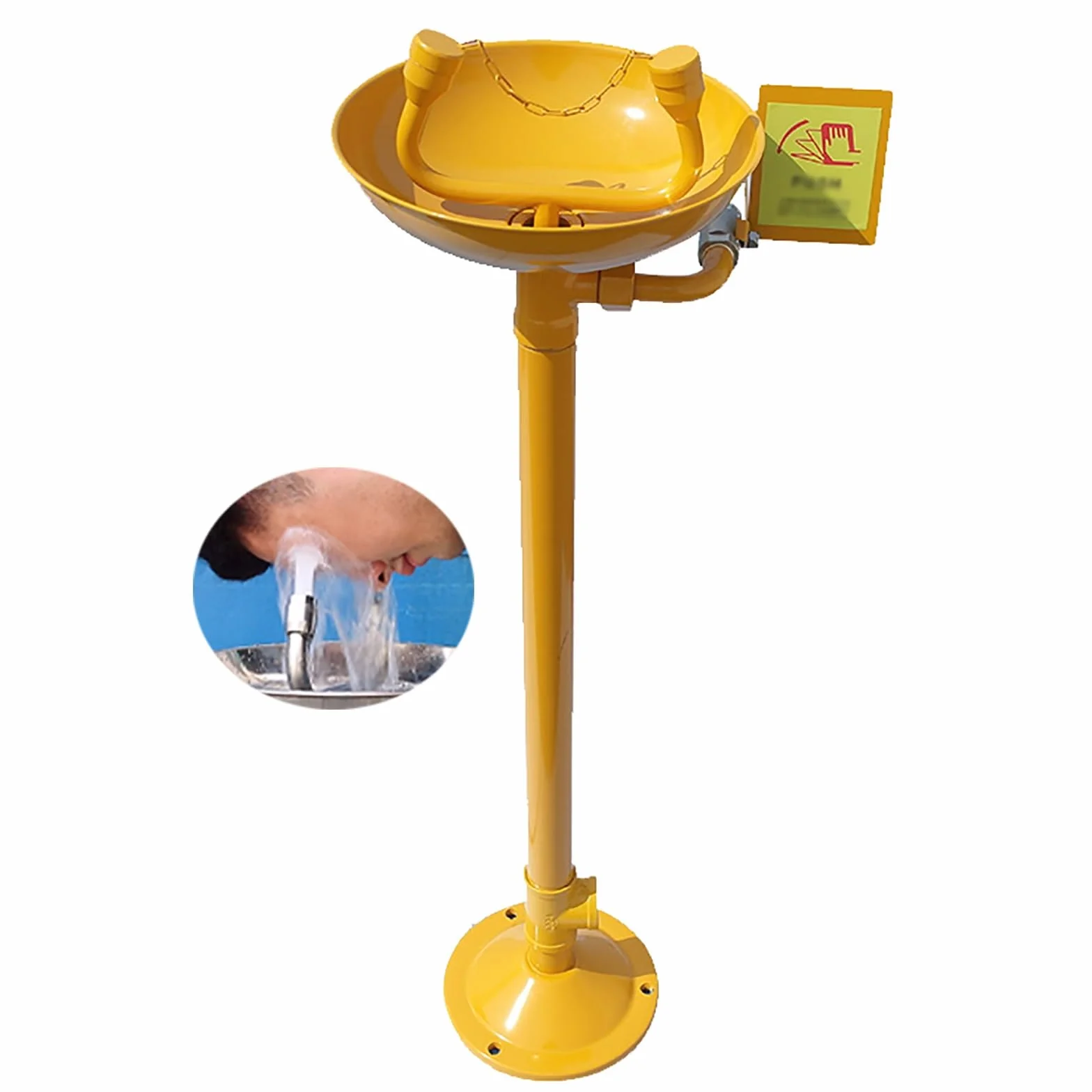 Estación Lavaojos con Flujo de Agua Ajustable, Estación Lavaojos de Emergencia de Acero Inoxidable, para Laboratorio de Fábrica Al Aire Libre(Yellow)